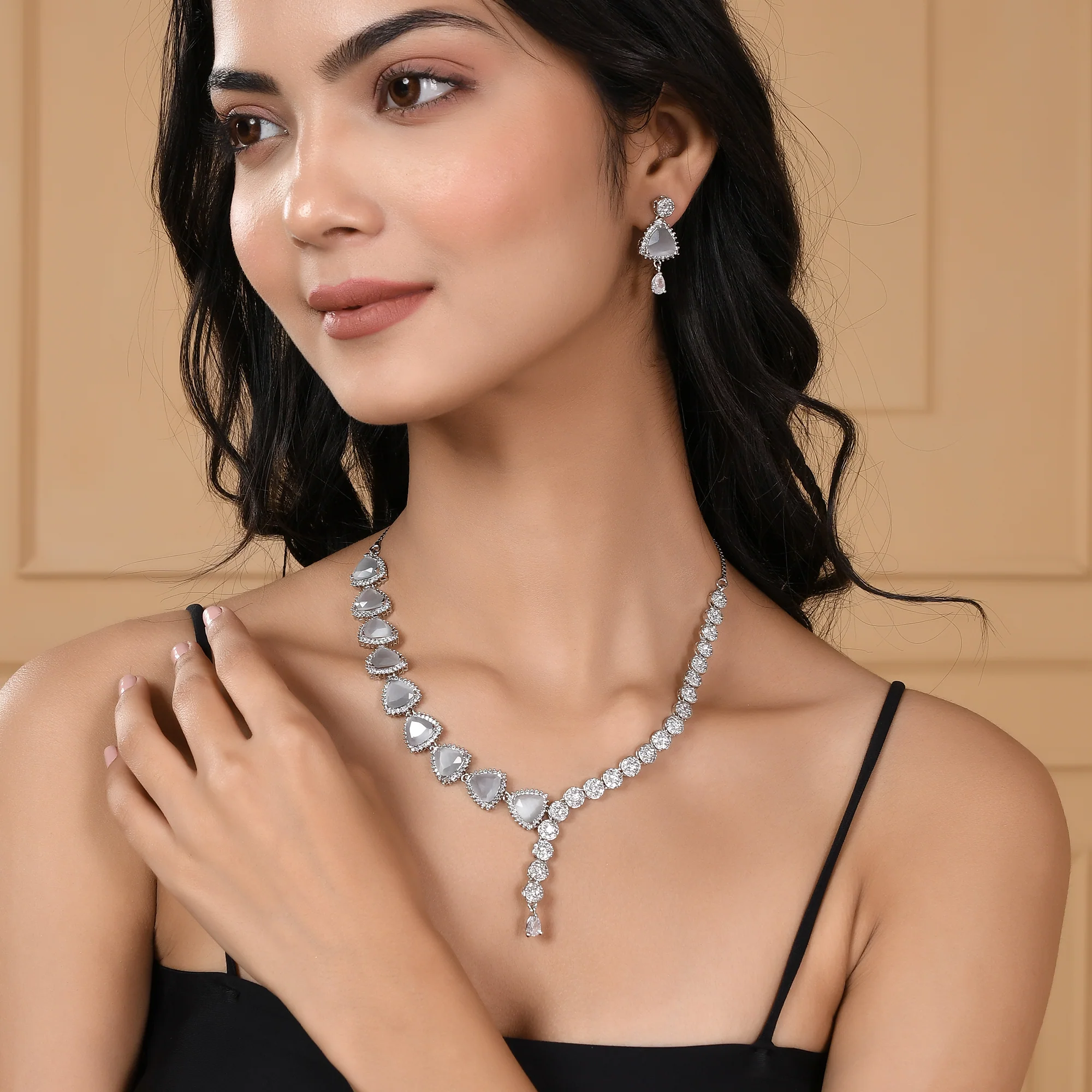Sparkling Elegance Contemporary Design Coloured Cz Jewellery Set - Image 2