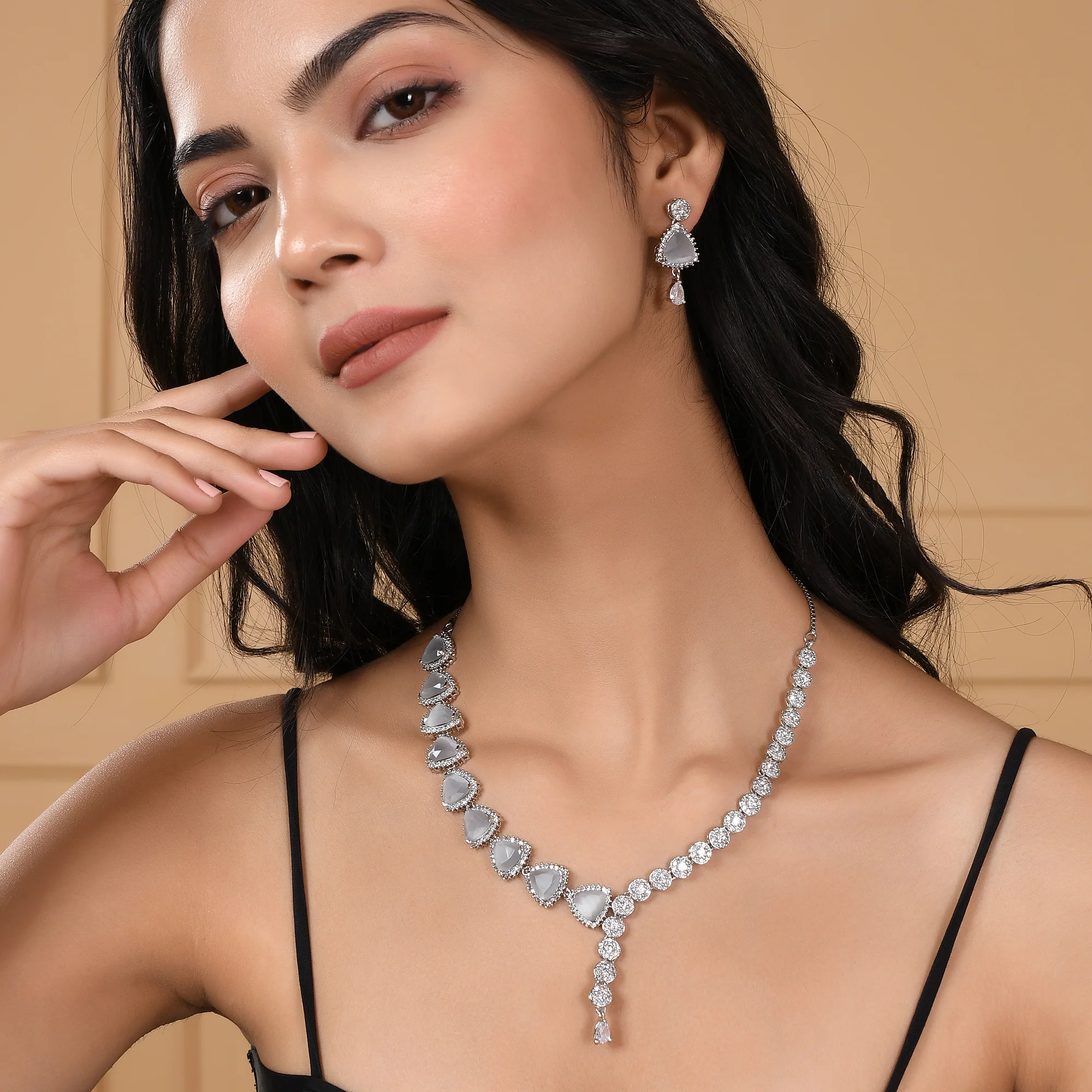 Sparkling Elegance Contemporary Design Coloured Cz Jewellery Set - Image 3