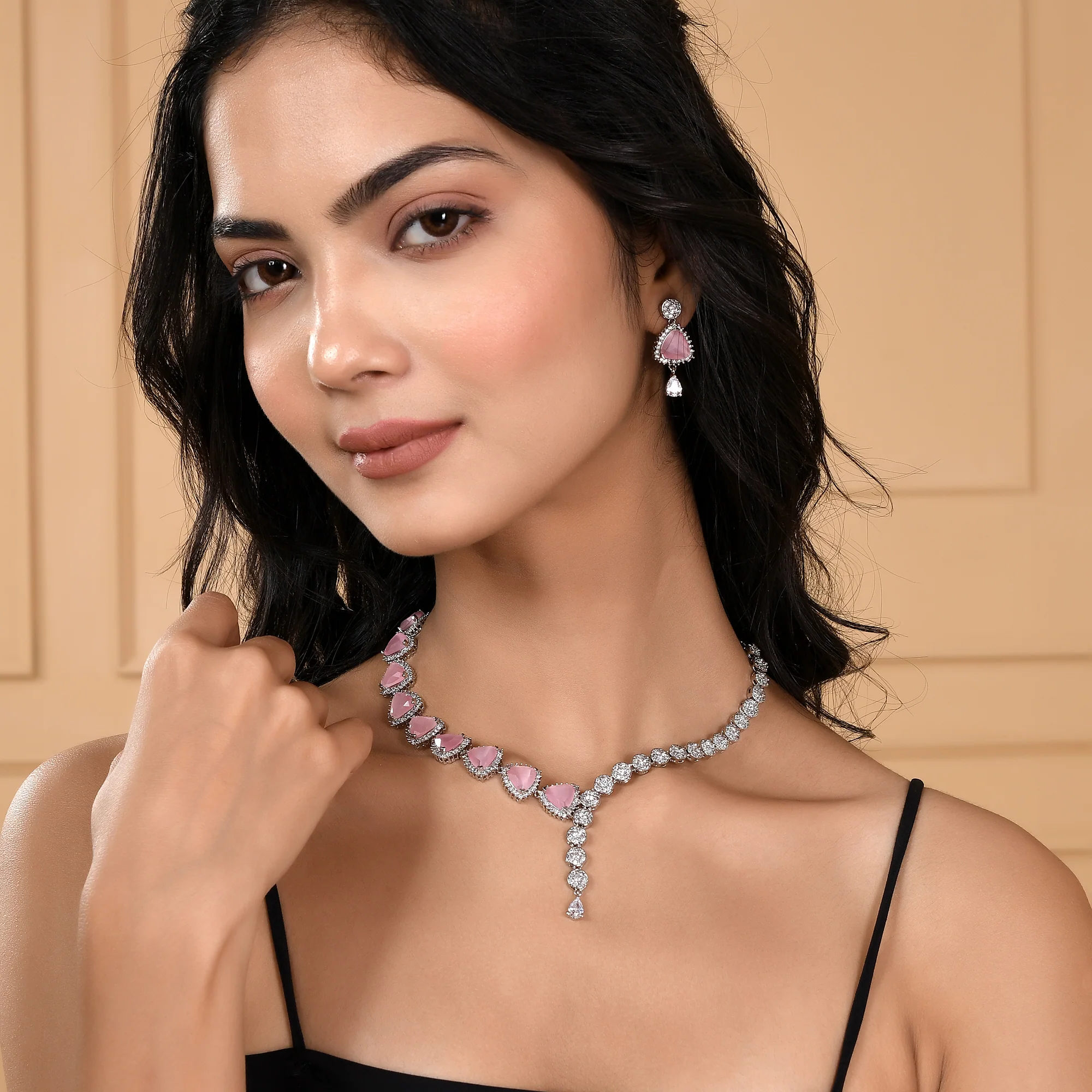 Sparkling Elegance Contemporary Design Cz Jewellery Set - Image 2