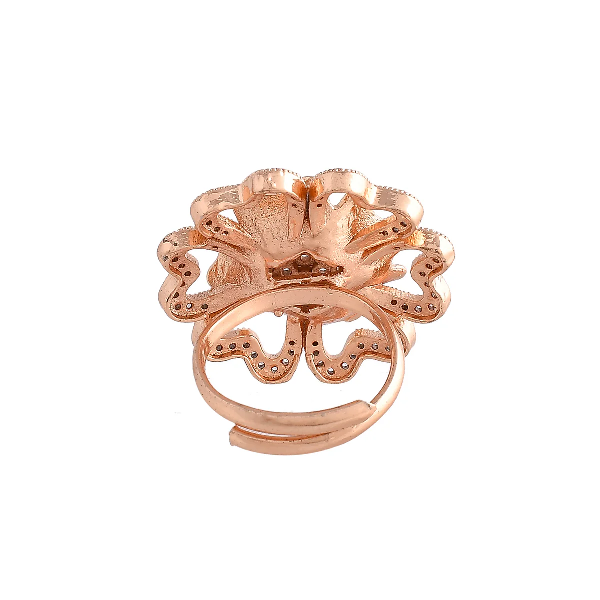 Sparkling Elegance Contemporary Floral Motif Ring - Image 5