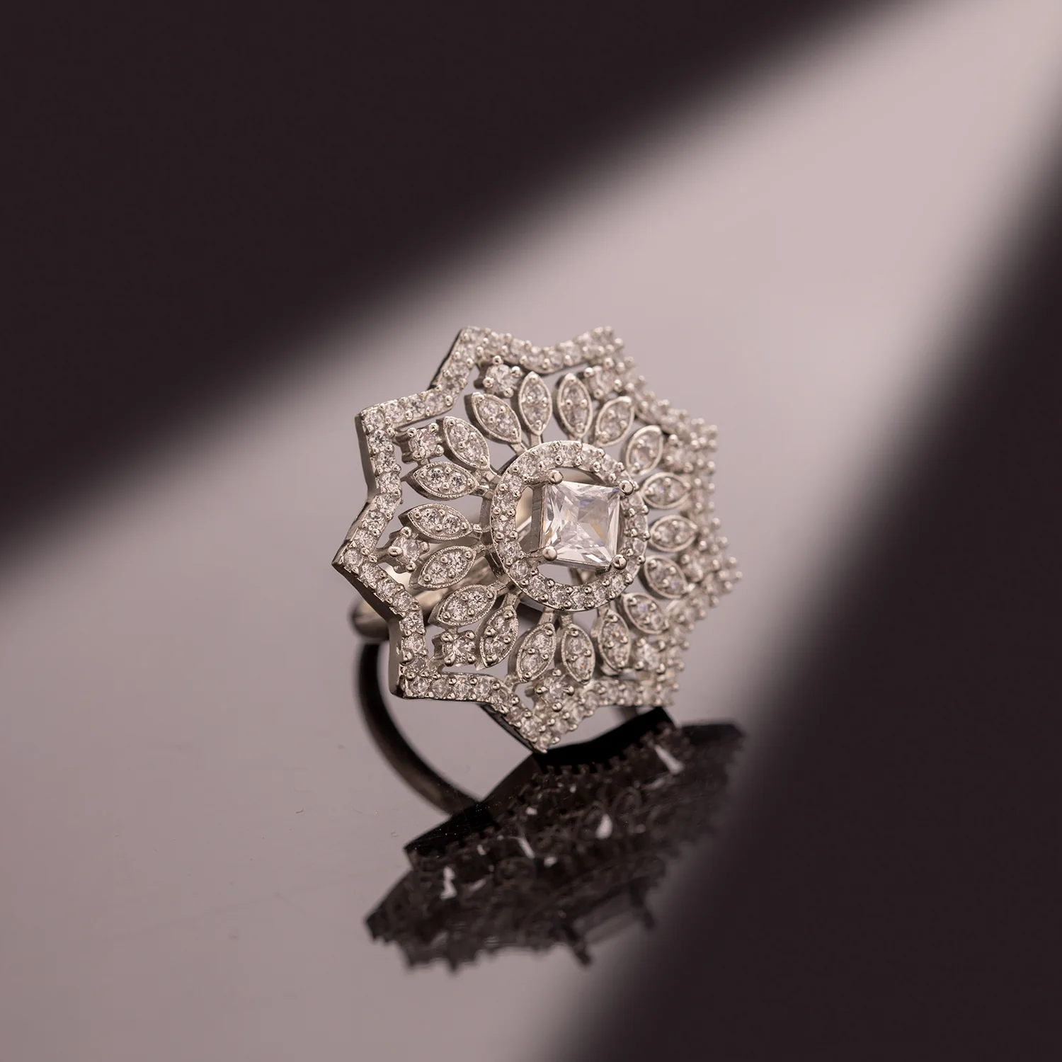 Sparkling Elegance Crystal Crown American Diamond Ring