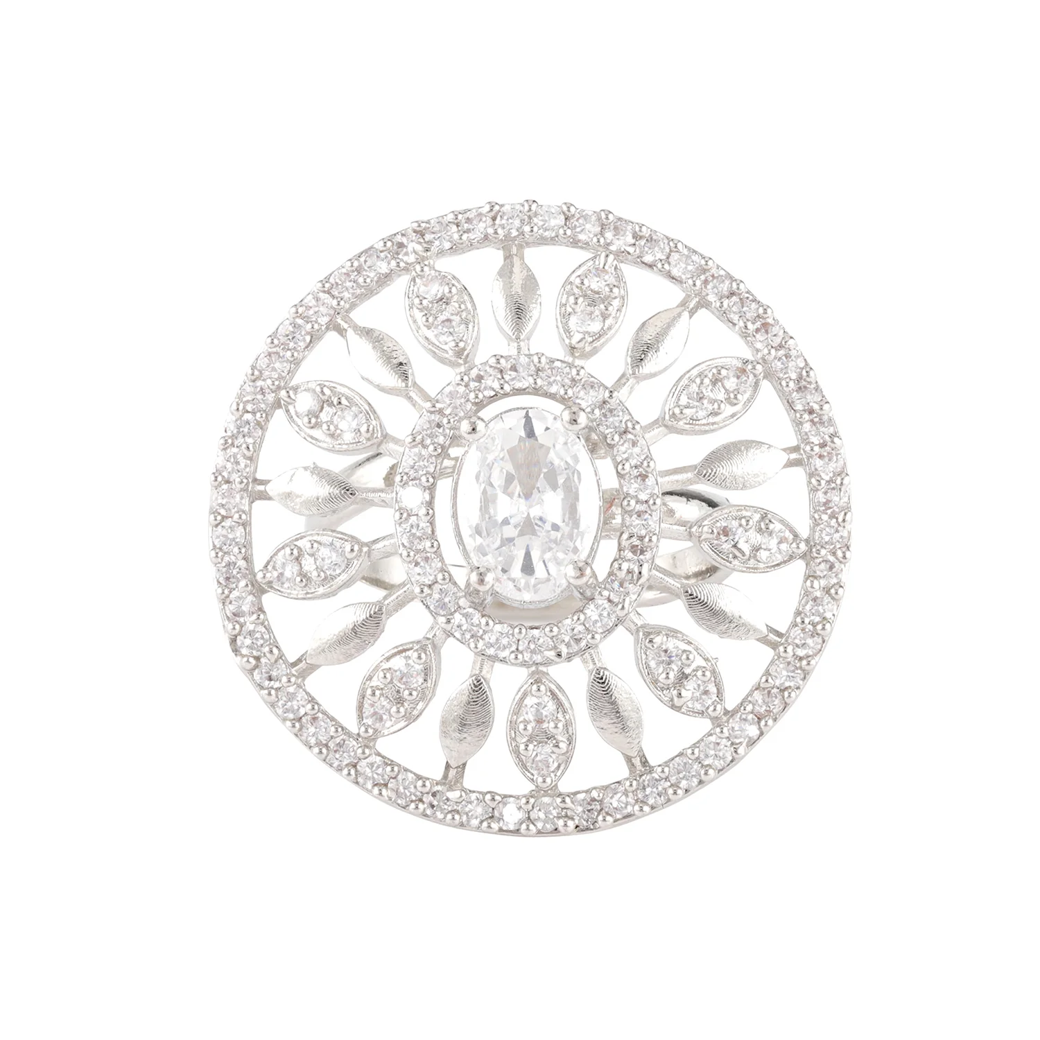 Sparkling Elegance Crystal Flora American Diamond Ring - Image 3