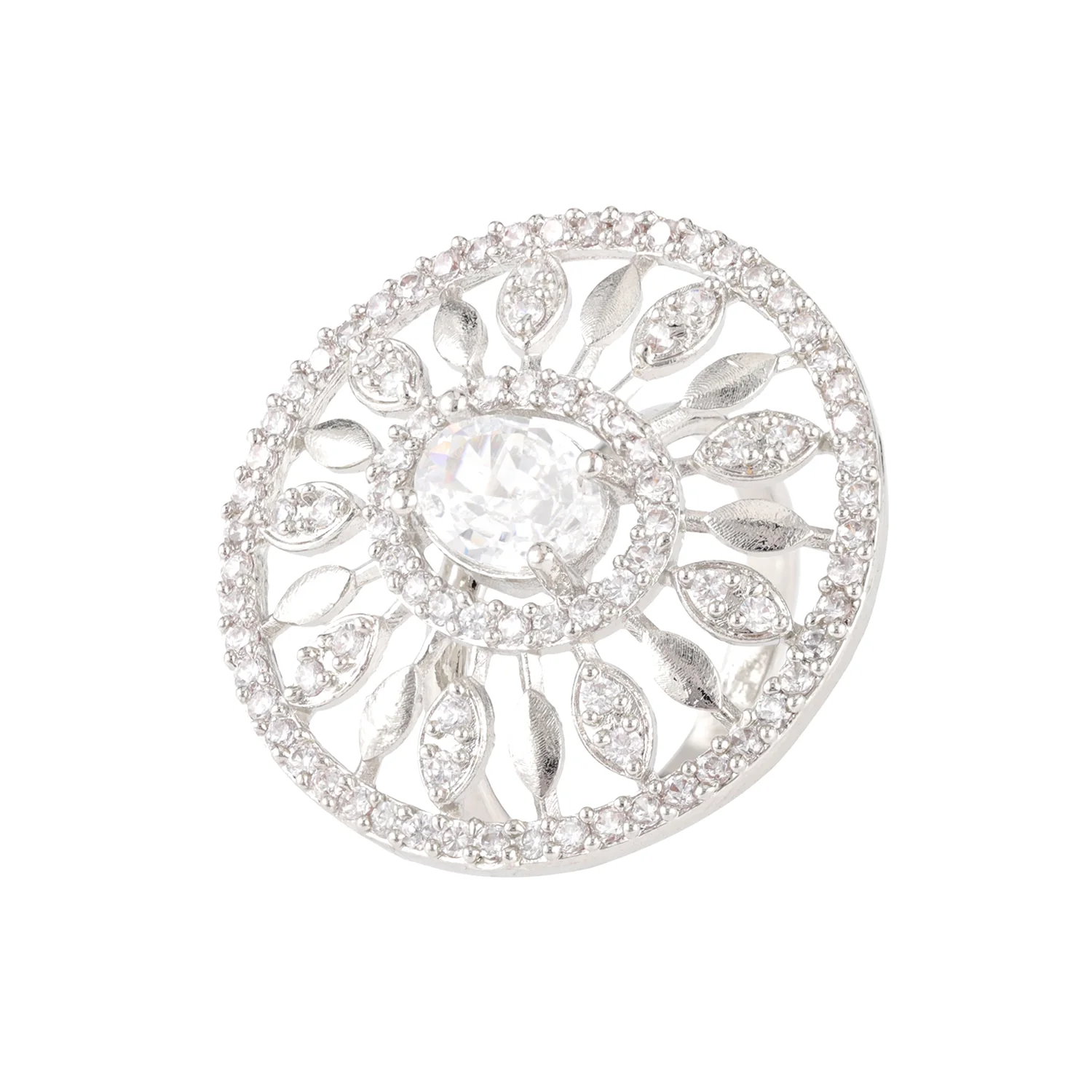 Sparkling Elegance Crystal Flora American Diamond Ring - Image 4