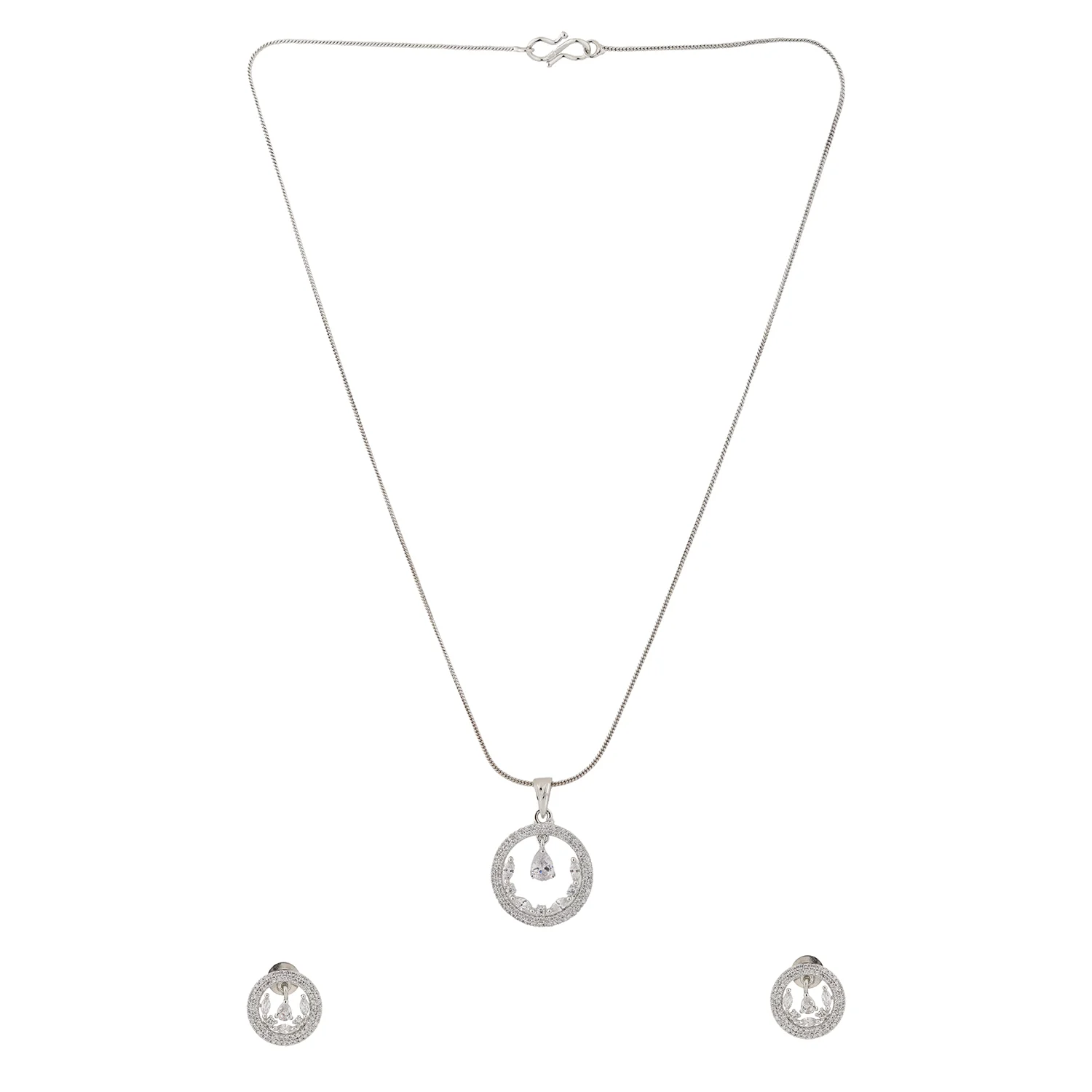 Sparkling Elegance Crystal Halo Pendant Set - Image 6