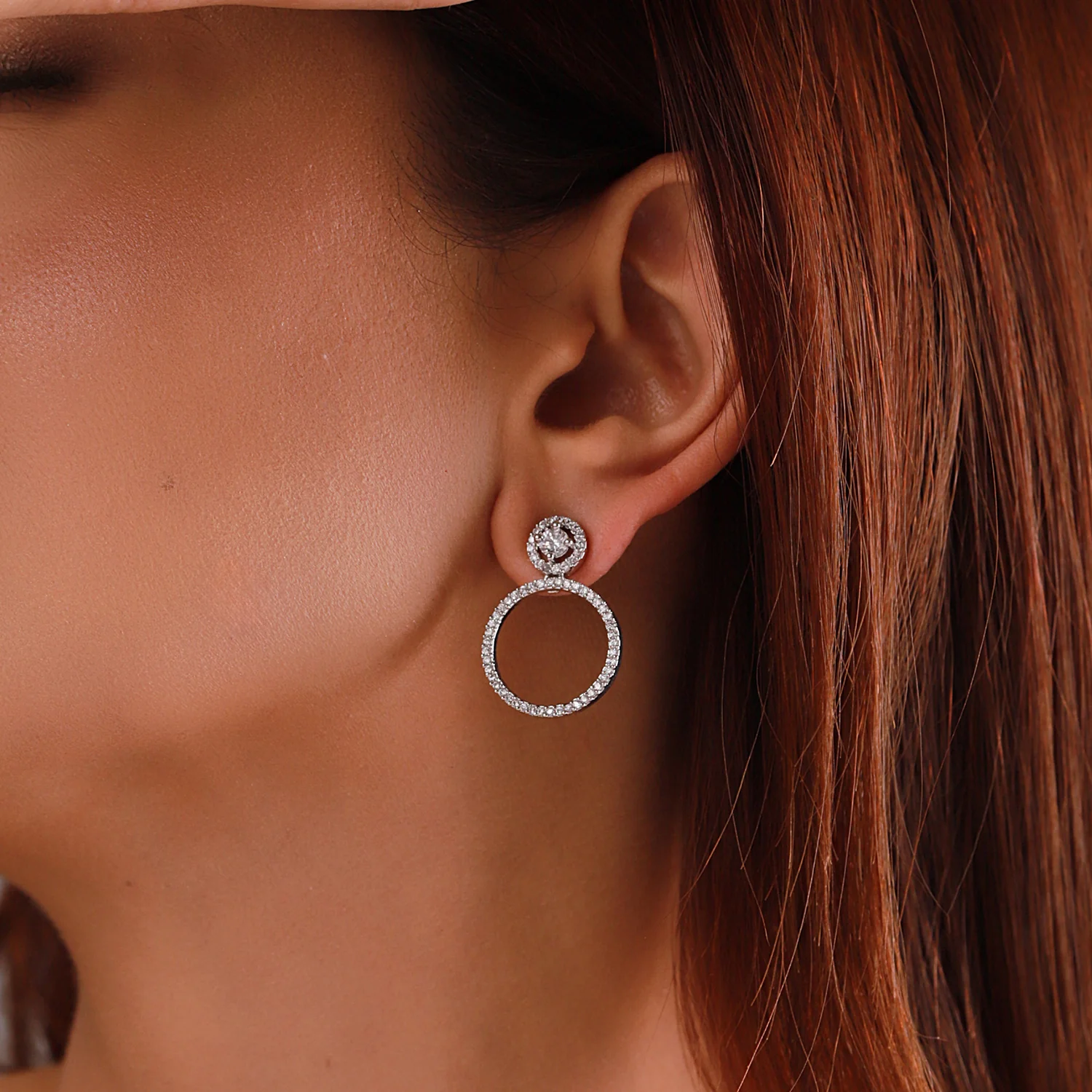 Sparkling Elegance Crystal Loop American Diamond Earrings - Image 2