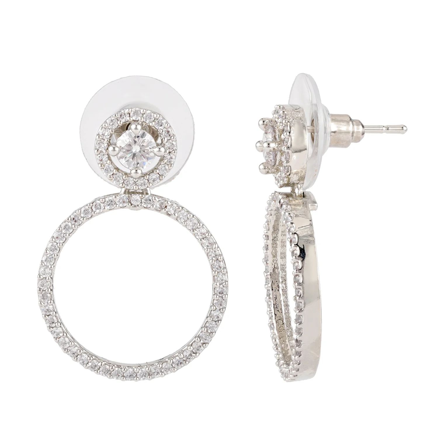 Sparkling Elegance Crystal Loop American Diamond Earrings - Image 3