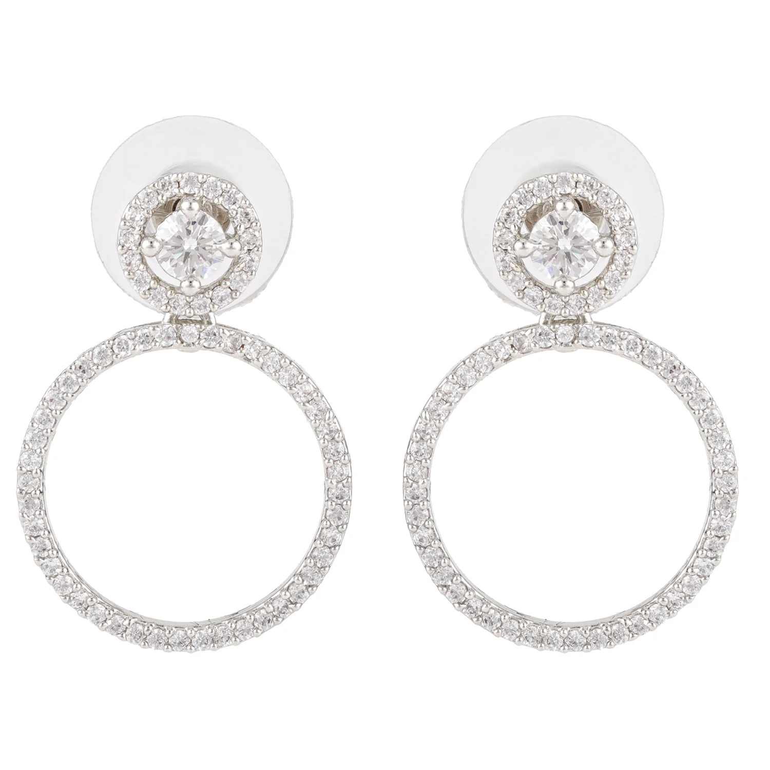 Sparkling Elegance Crystal Loop American Diamond Earrings - Image 4