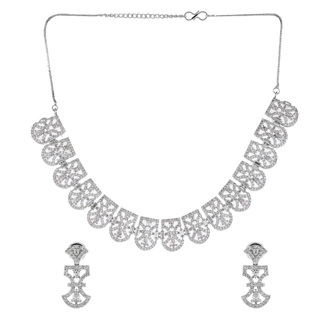 Sparkling Elegance Cutwork Design Zircons Jewellery Set - Image 3