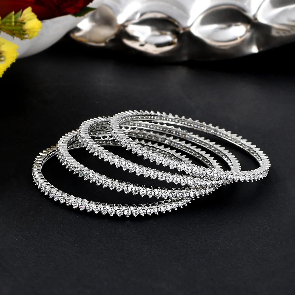Sparkling Elegance Cz Adorned Bangles