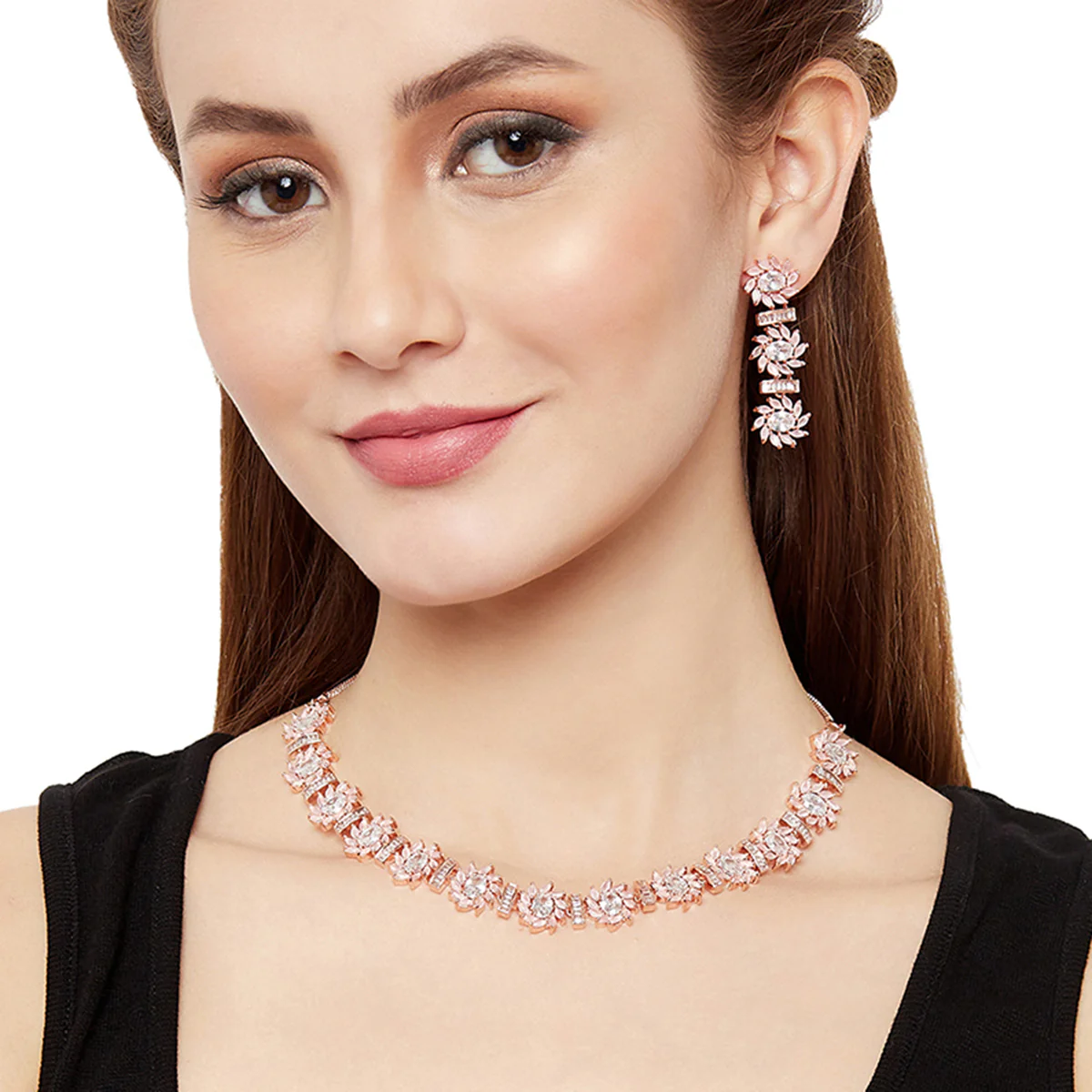 Sparkling Elegance CZ Embellished Necklace Set - Image 2