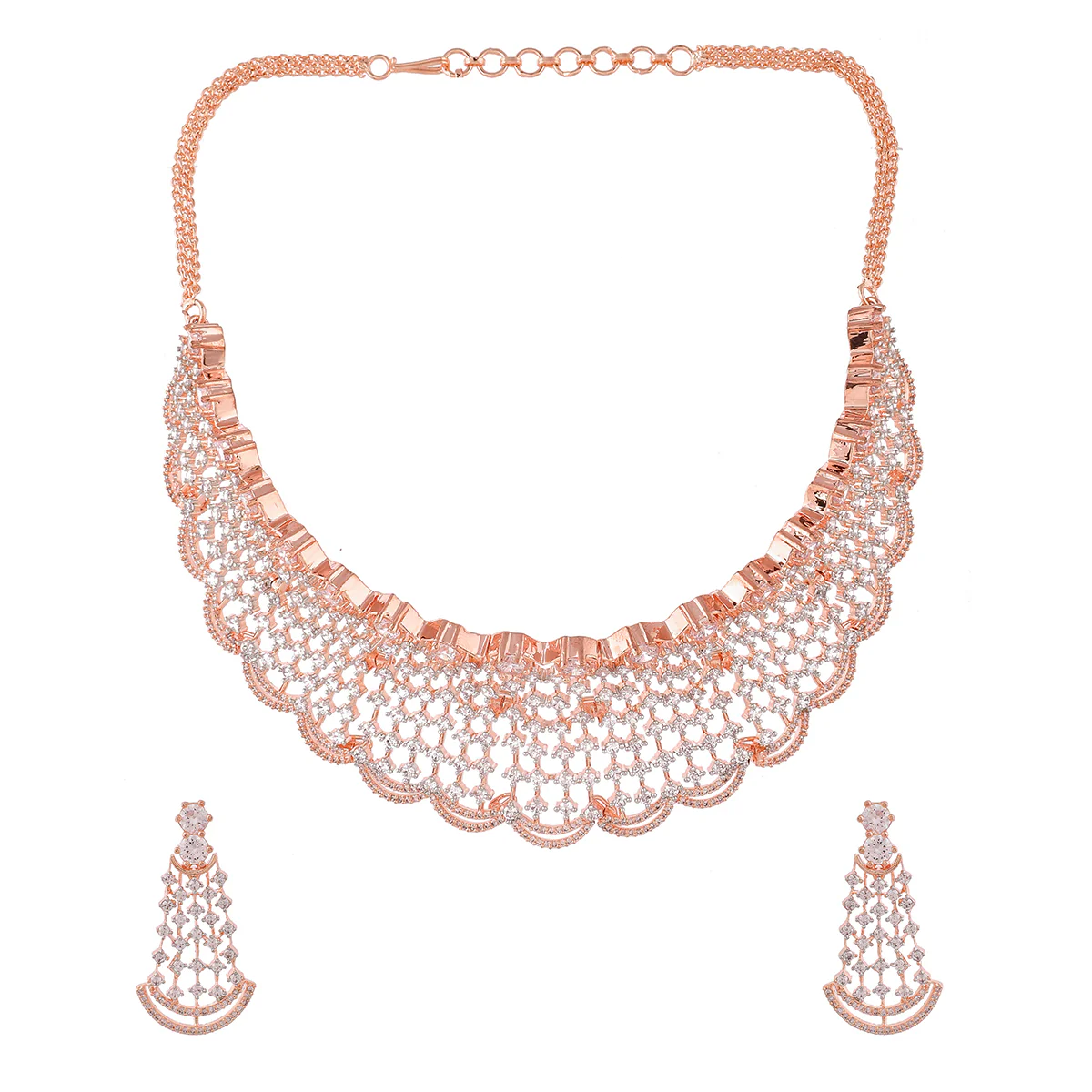 Sparkling Elegance CZ Filigree Waterfall Jewellery Set - Image 5