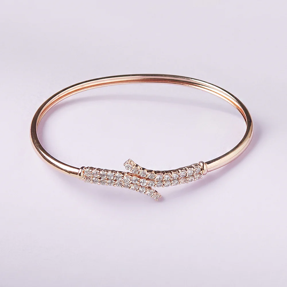 Sparkling Elegance CZ Gems Embellished Rose Gold Plated Bracelet