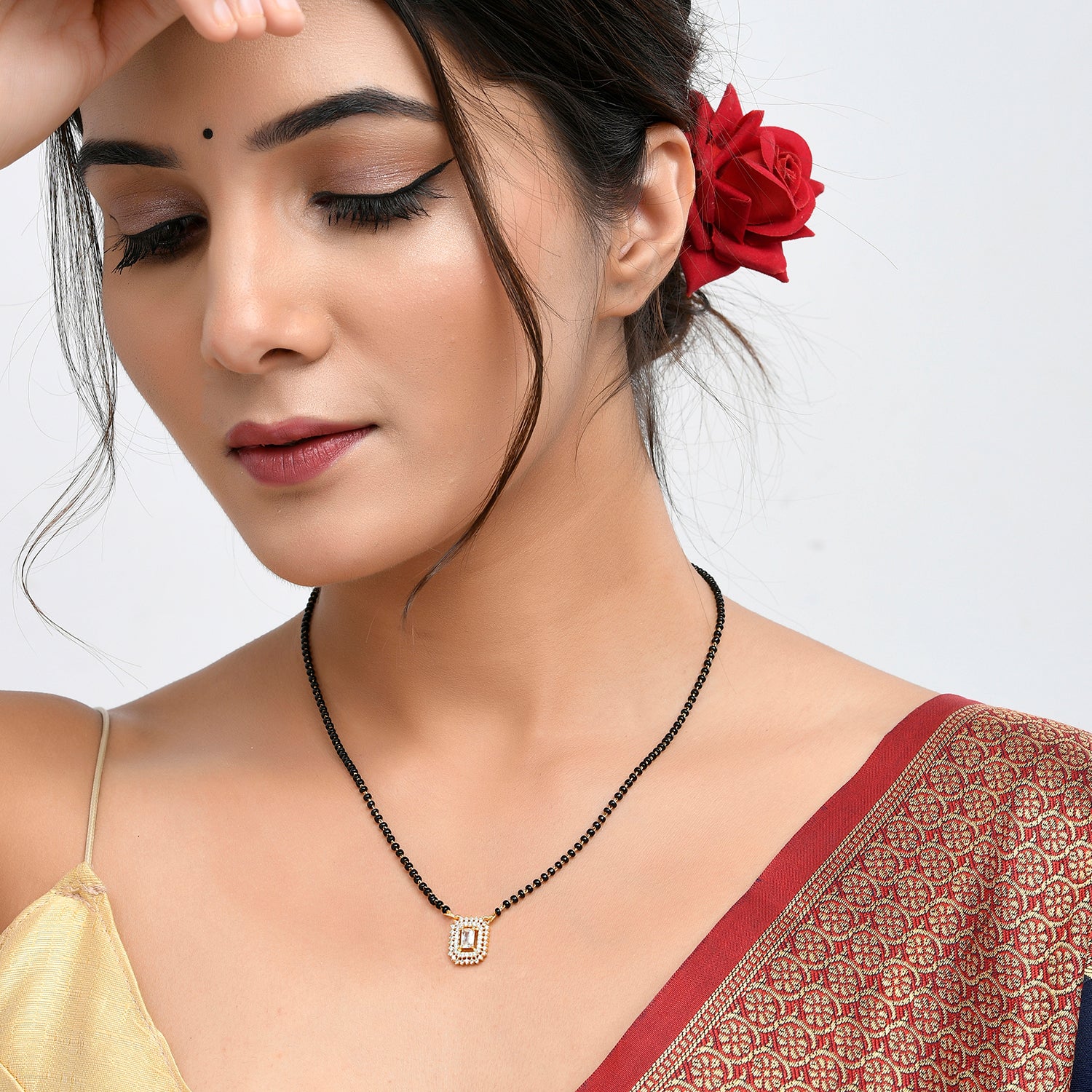 Sparkling Elegance Cz Gold Plated Mangalsutra - Image 2
