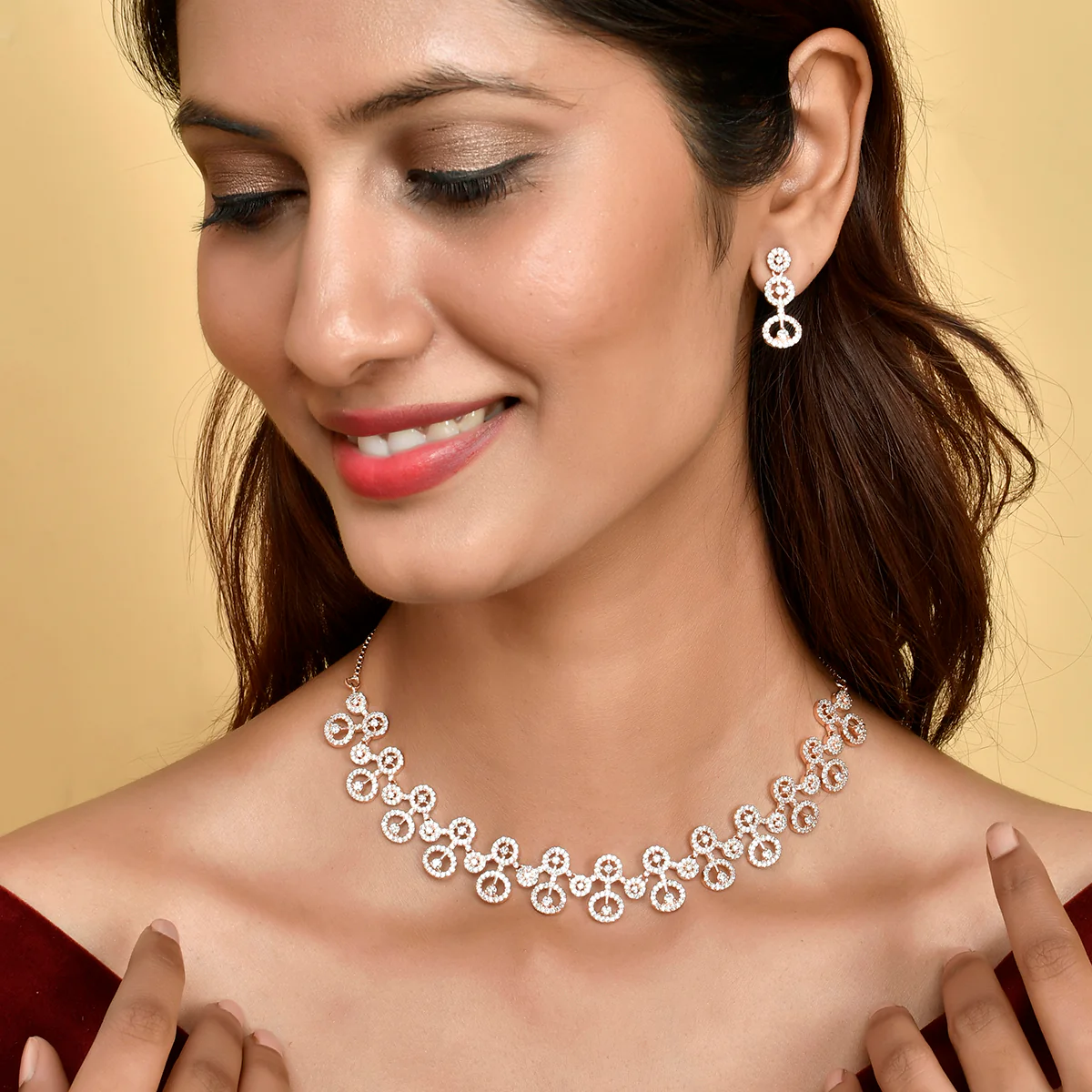 Sparkling Elegance CZ rose Gold Plated Dainty Jewellery Set - Image 2