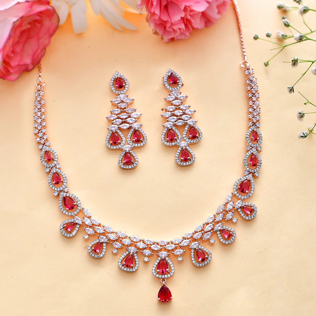 Sparkling Elegance CZ Waterfall Jewellery Set