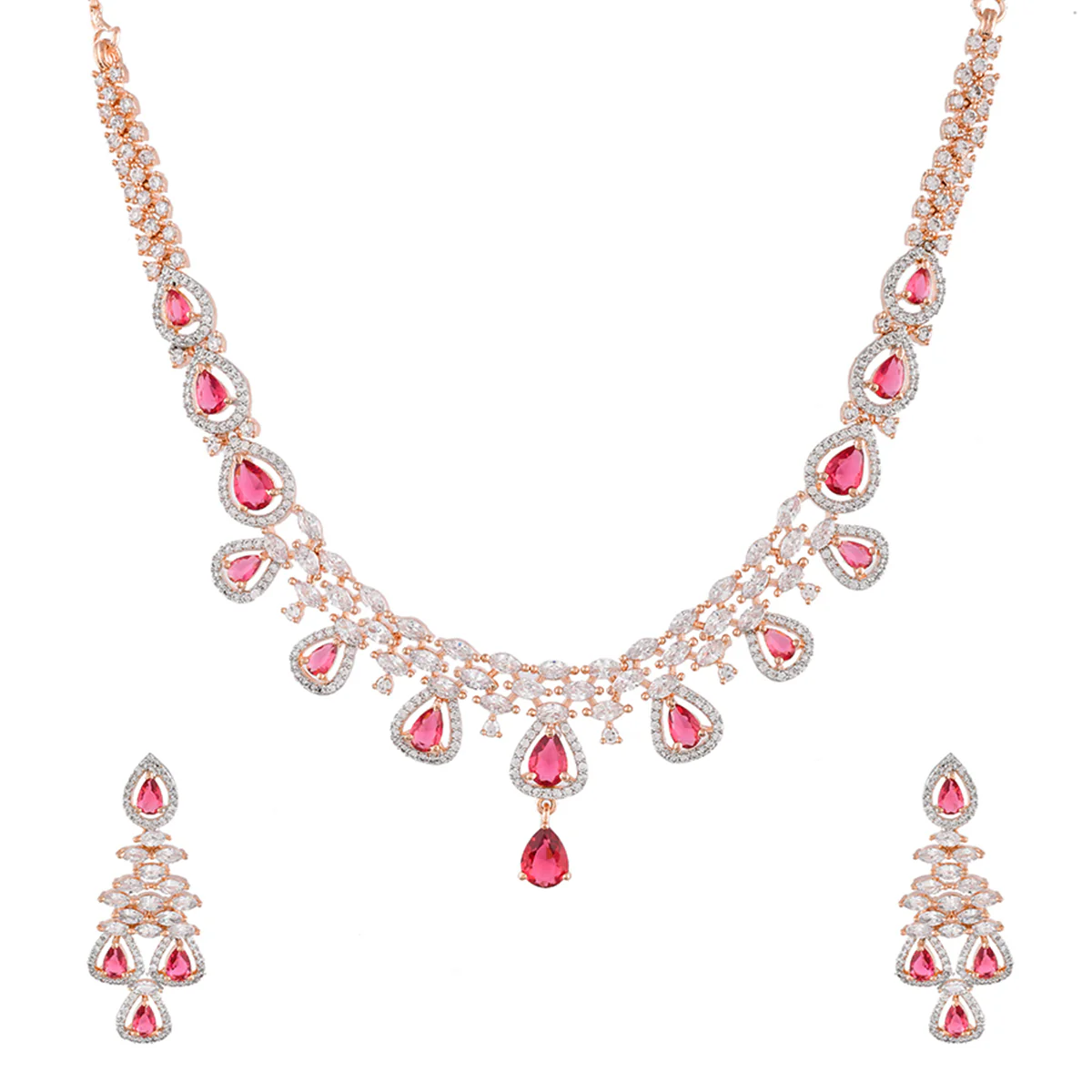 Sparkling Elegance CZ Waterfall Jewellery Set - Image 3