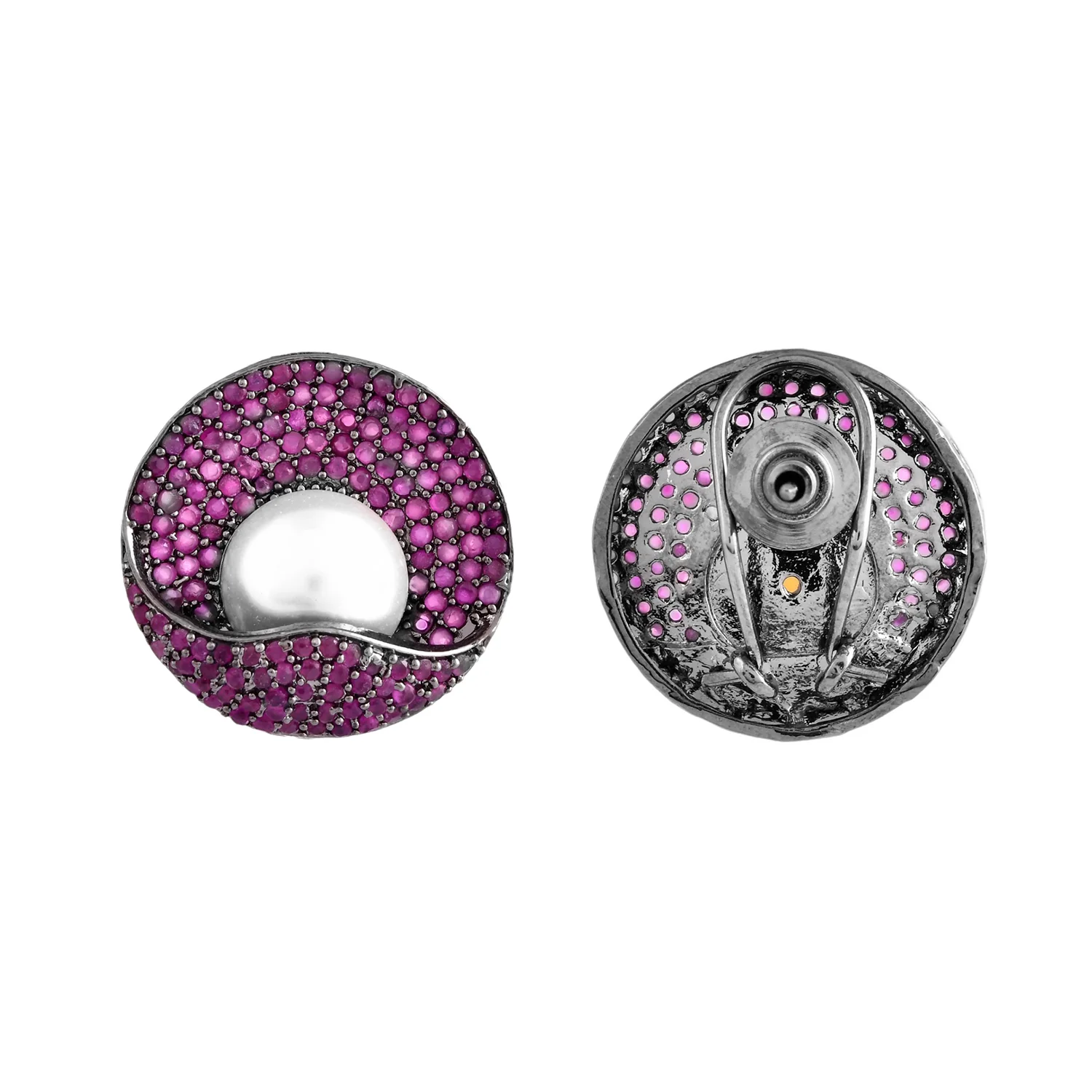 Sparkling Elegance Dark Romance American Diamond Stud Earrings - Image 5