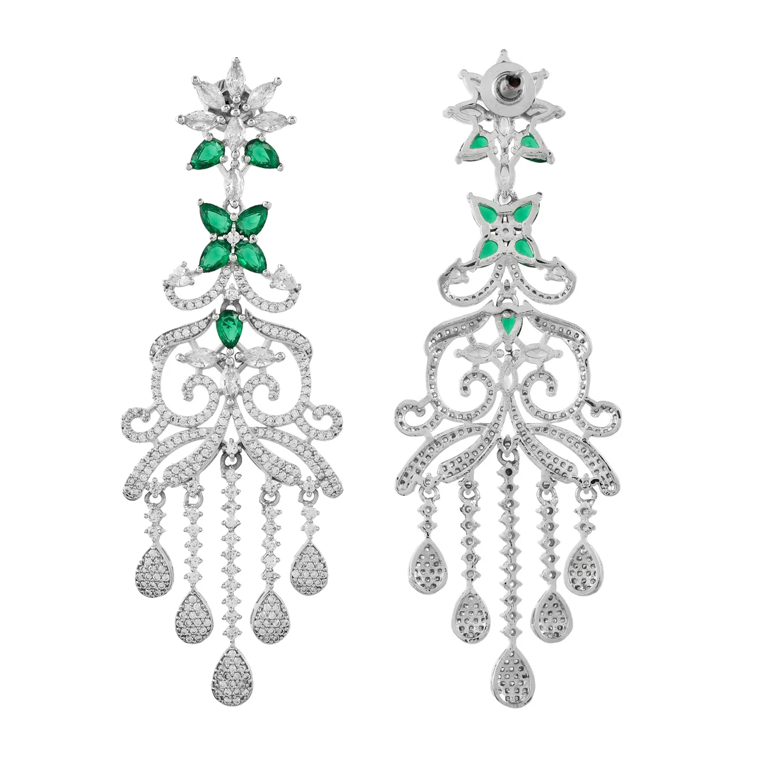 Sparkling Elegance Dazzling American Diamond Teardrop Dangler Earrings - Image 5