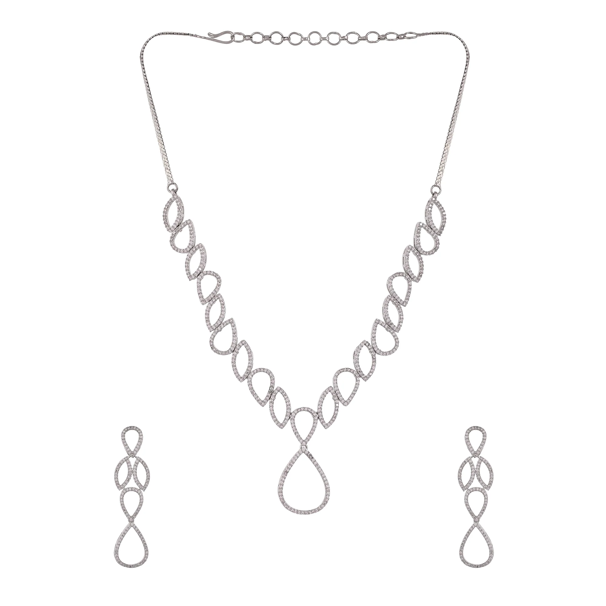 Sparkling Elegance Dazzling Droplet Necklace Set - Image 5