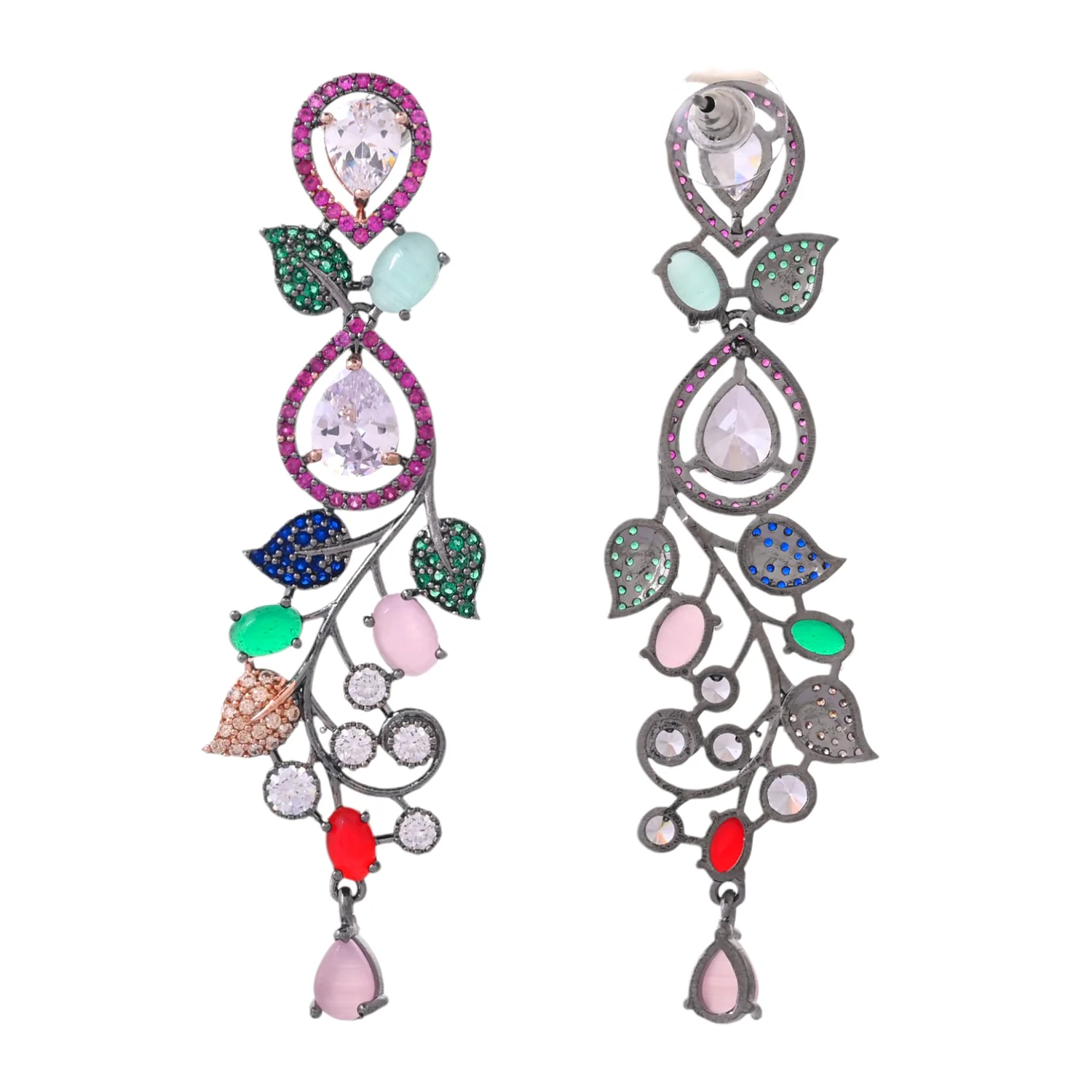 Sparkling Elegance Dazzling Multicolor American Diamond Earrings - Image 5