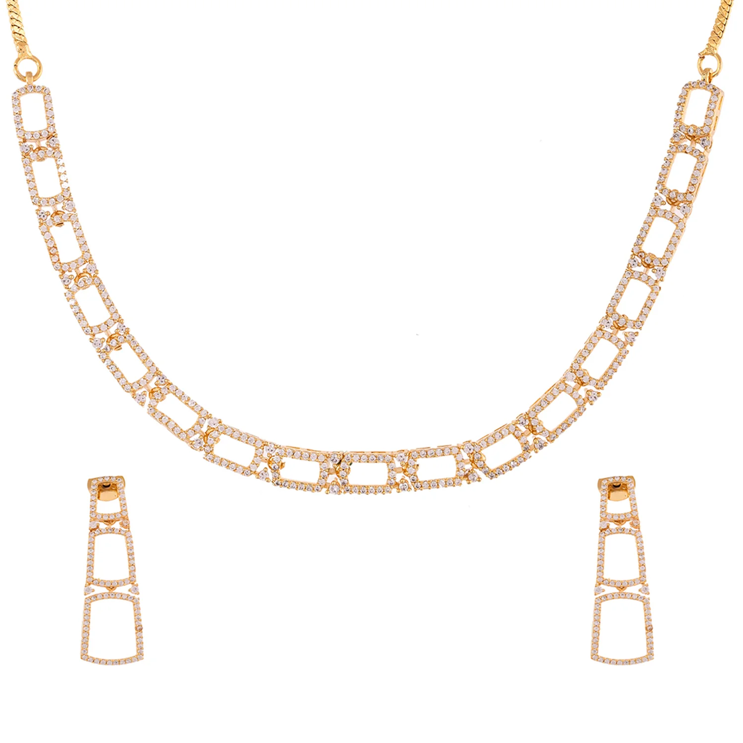 Sparkling Elegance Designer American Diamond Necklace Set - Image 3