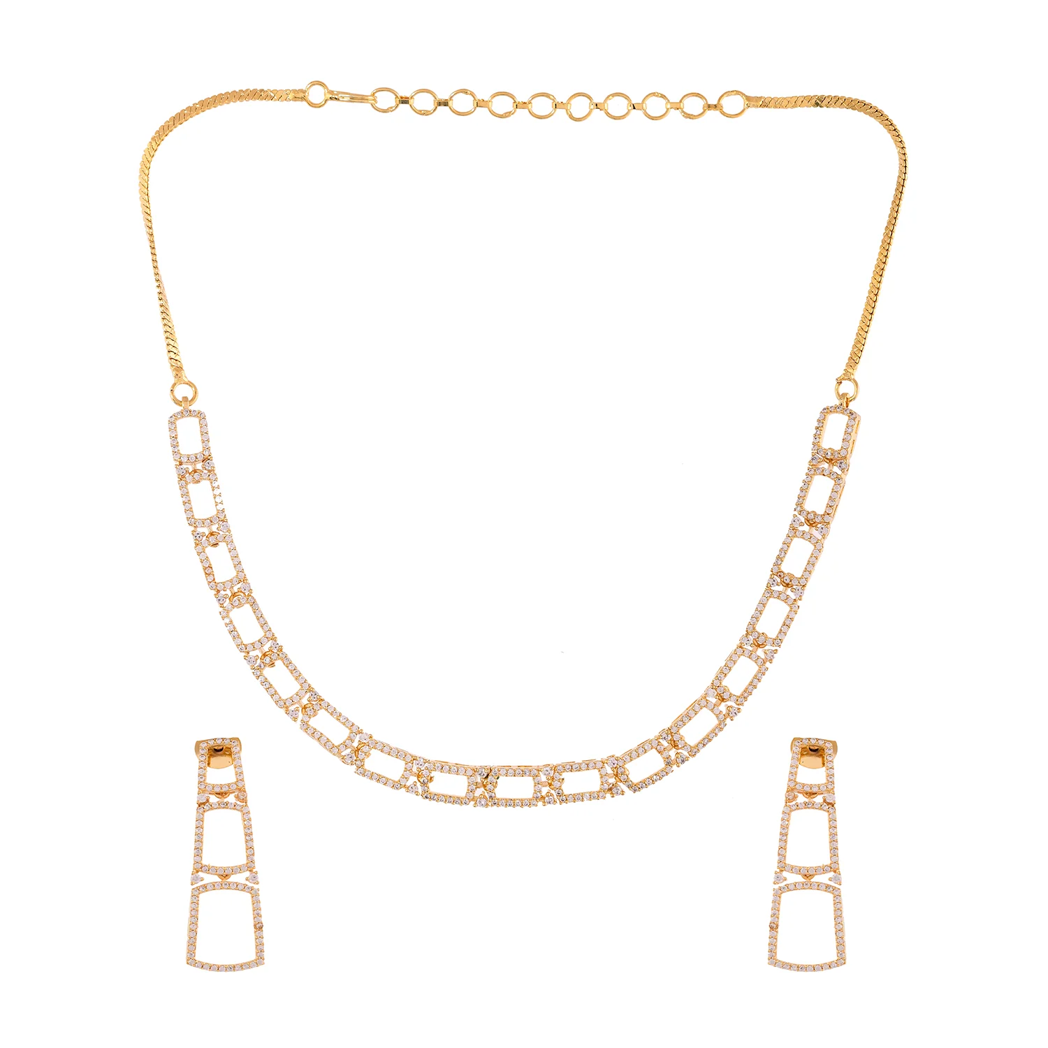 Sparkling Elegance Designer American Diamond Necklace Set - Image 4