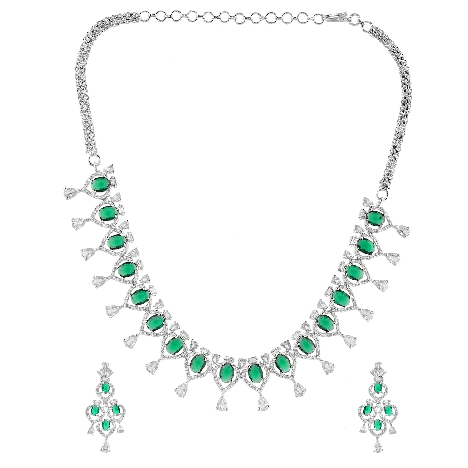 Sparkling Elegance Dew-Kissed American Diamond Necklace Set - Image 4