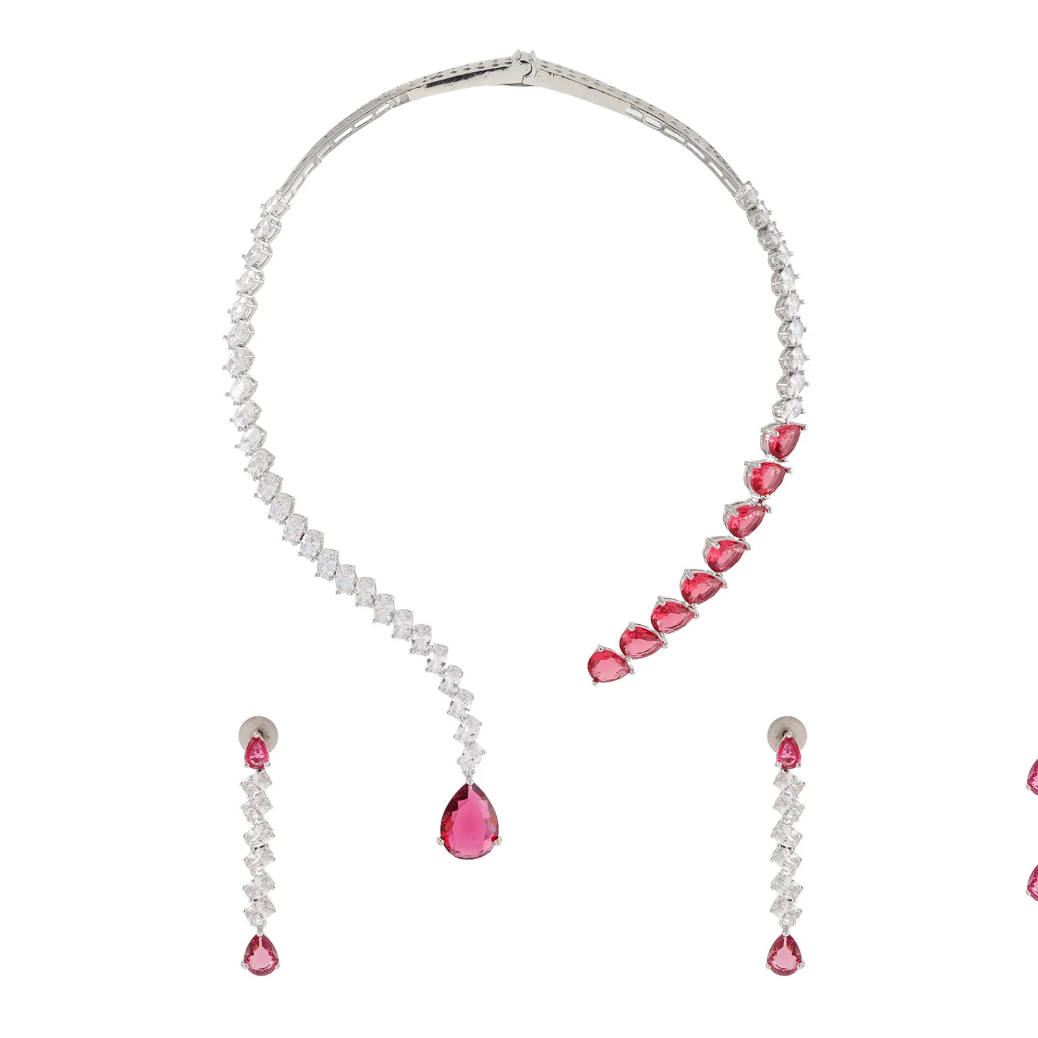 Sparkling Elegance Dilbar Ruby Starfall Glam Hasli Necklace Set - Image 3