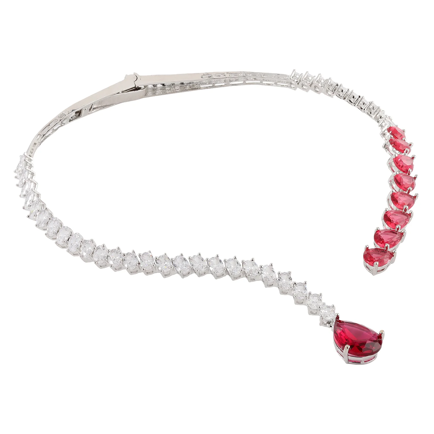 Sparkling Elegance Dilbar Ruby Starfall Glam Hasli Necklace Set - Image 4