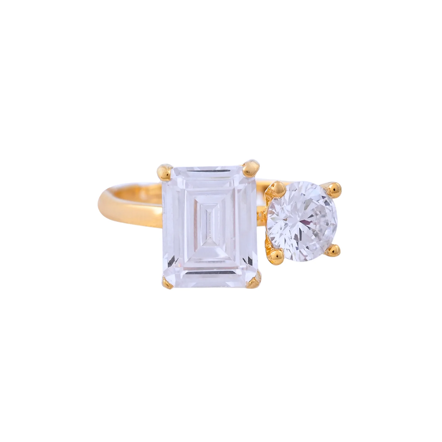 Sparkling Elegance Dual-Stone Gold Ring - Image 3