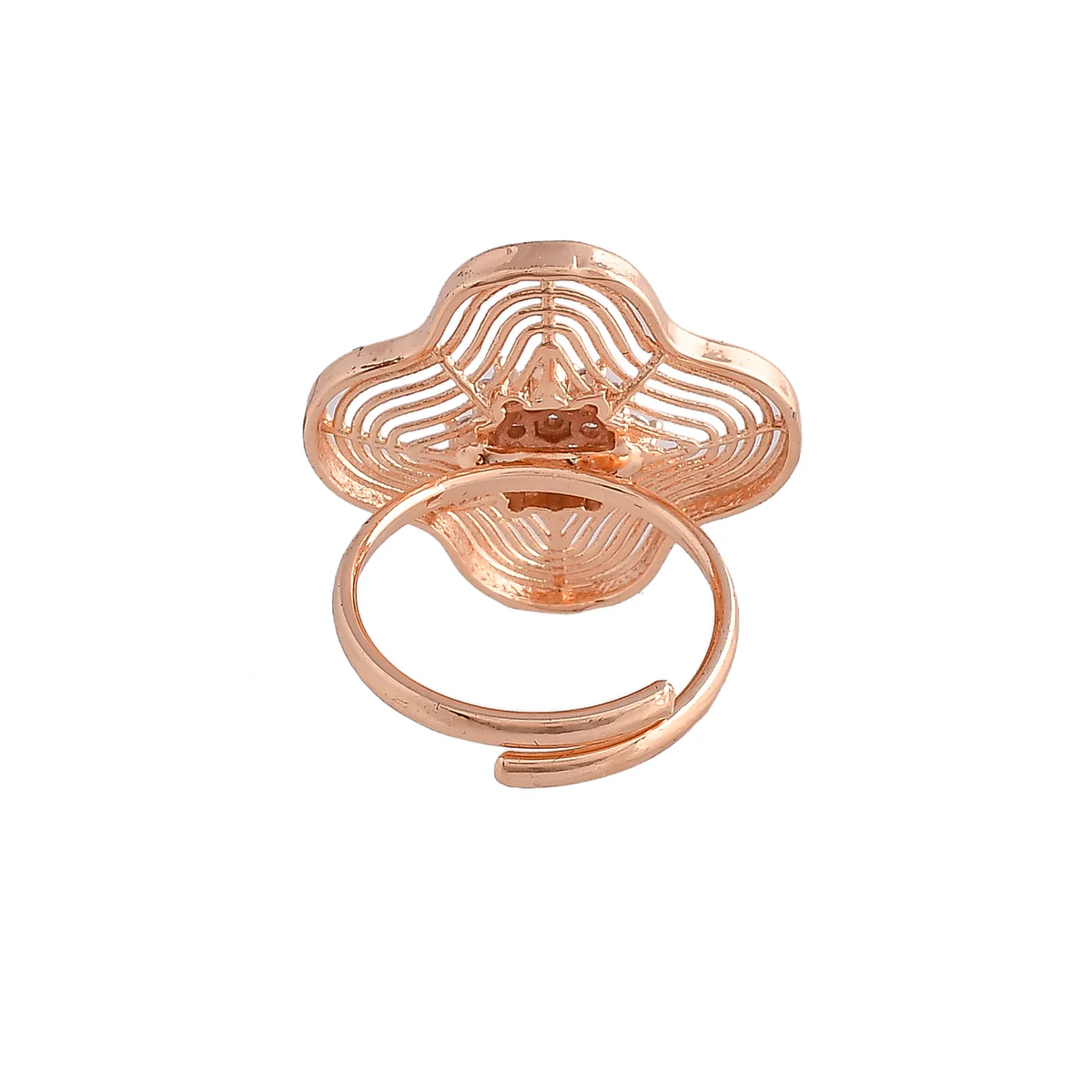 Sparkling Elegance Edgy Floral Motif CZ Ring - Image 5