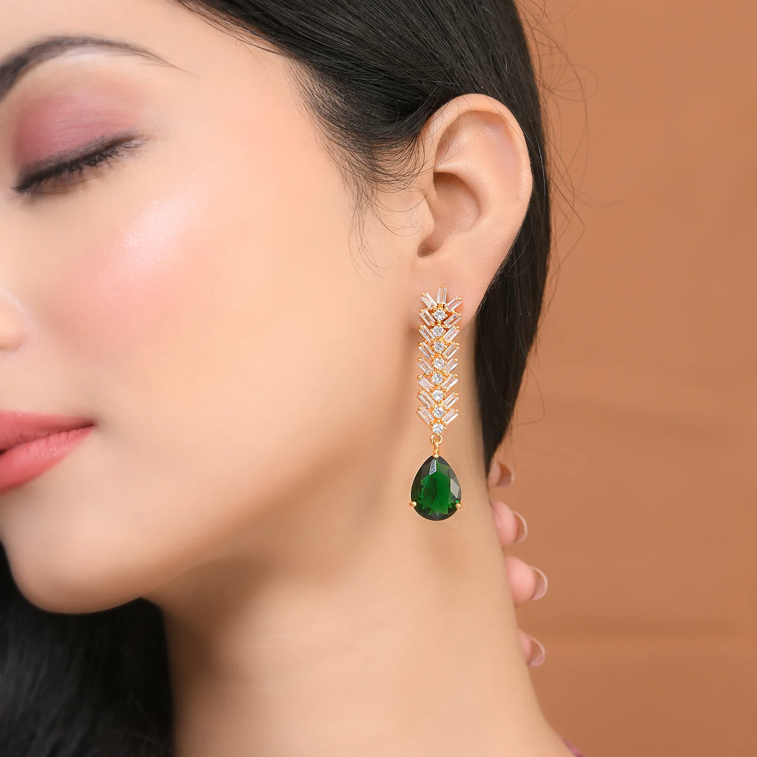 Sparkling Elegance Elegant Allure American Diamond Drop Earrings - Image 2