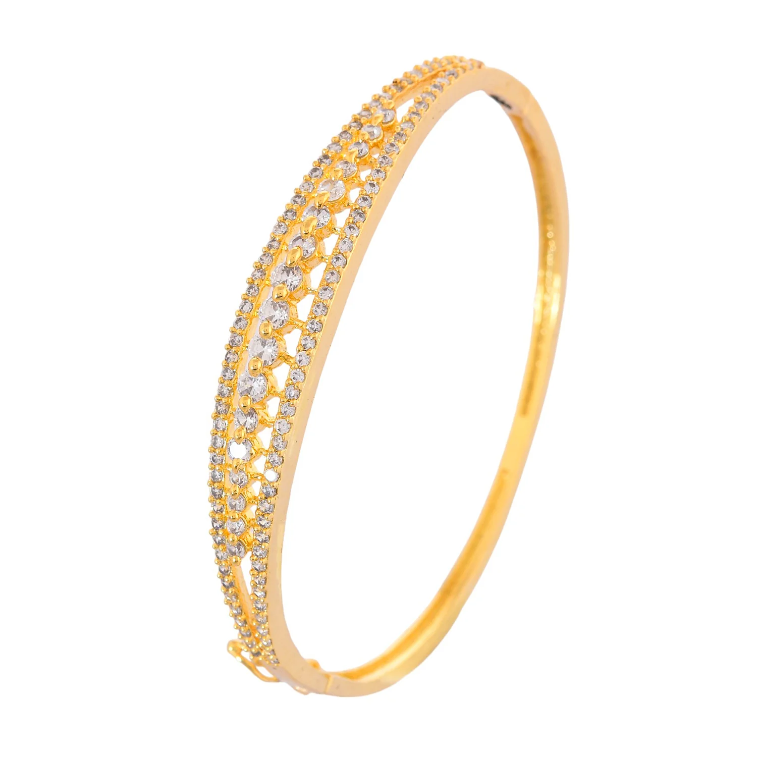 Sparkling Elegance Elegant Gold American Diamond Bracelet - Image 4