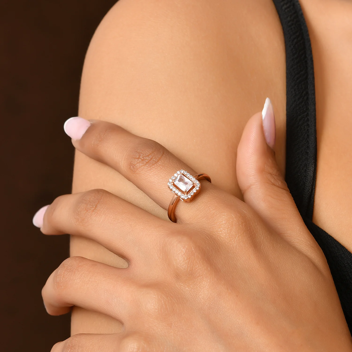 Sparkling Elegance Elite American Diamond Solitaire Ring - Image 2