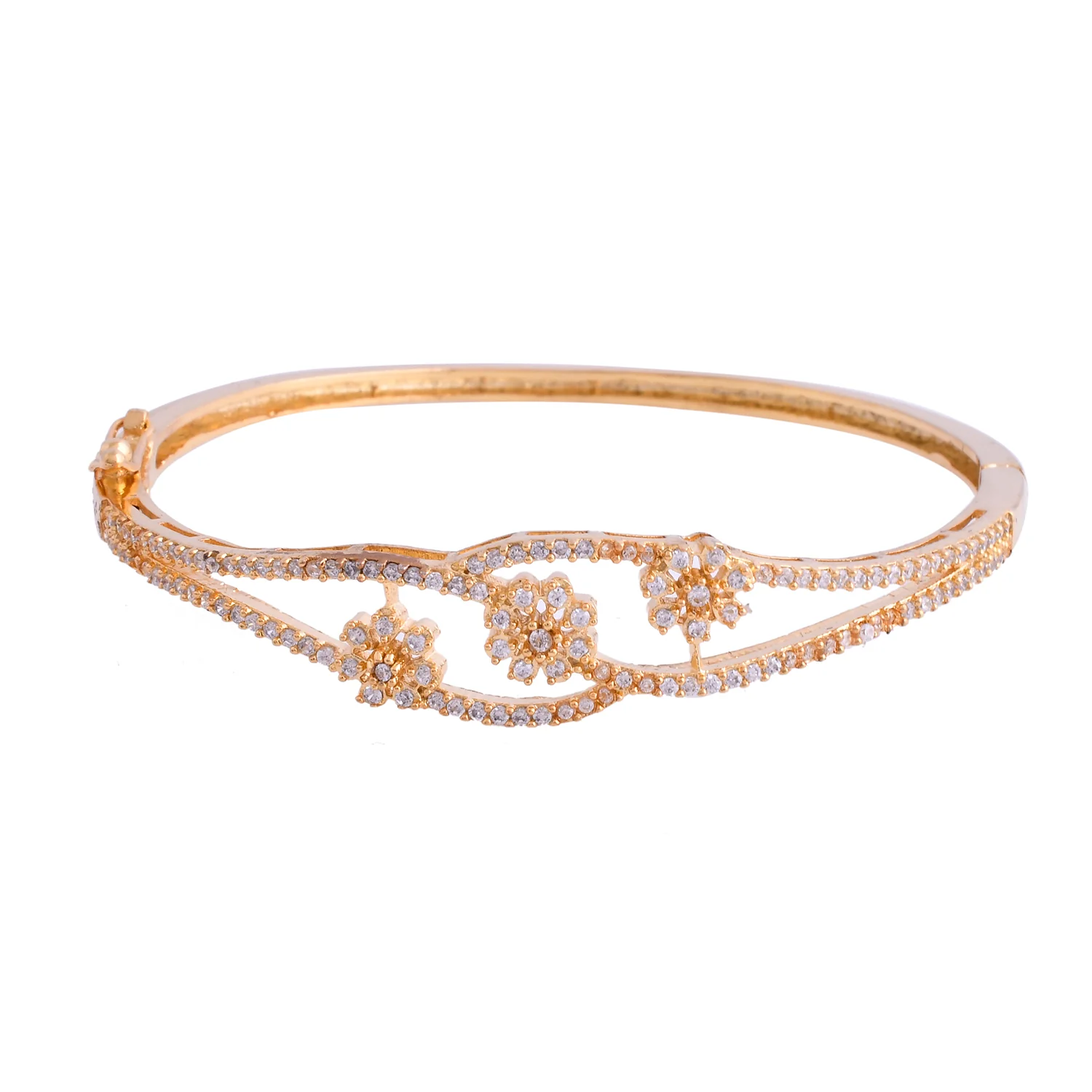 Sparkling Elegance Elysian Vine Gold American Diamond Bracelet - Image 3