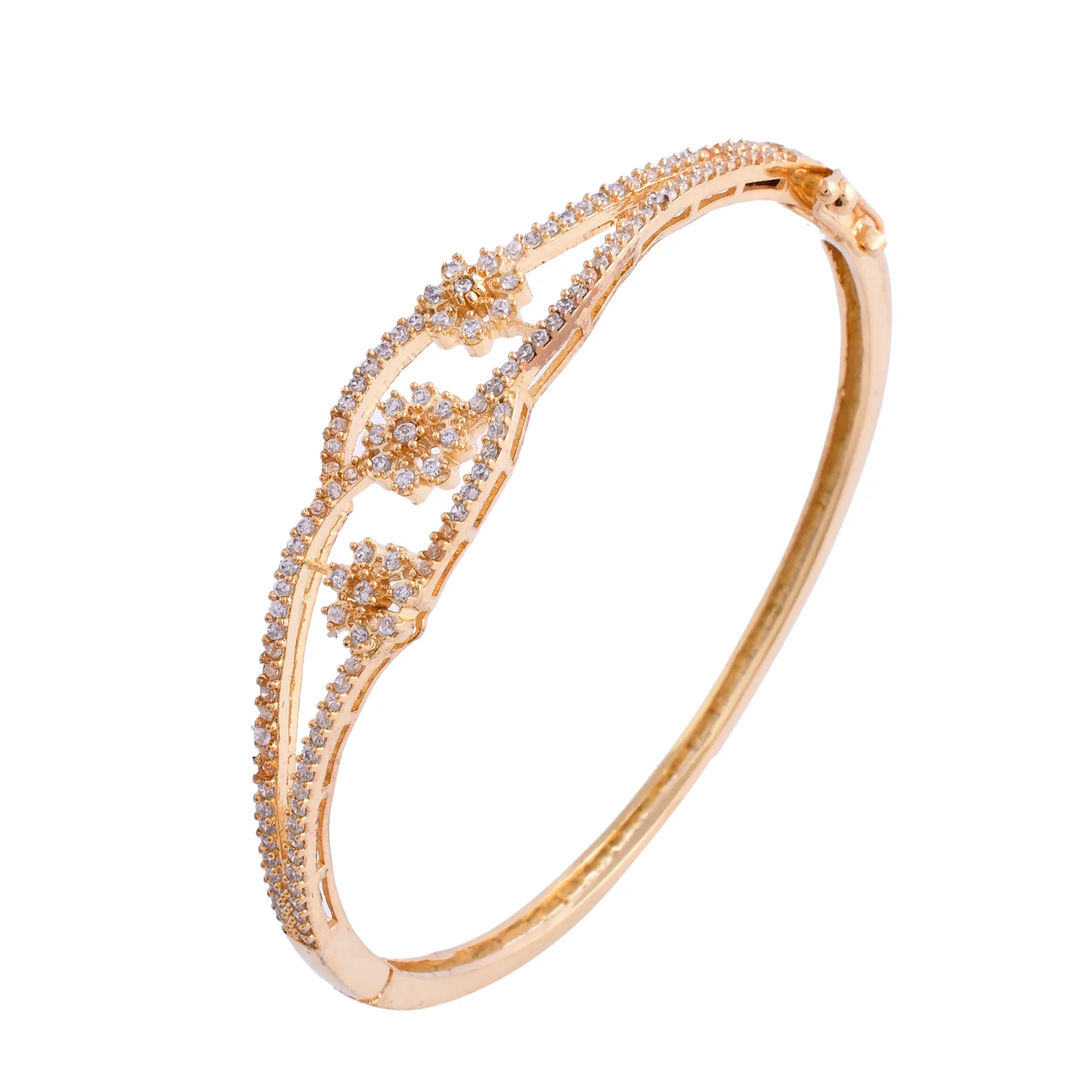 Sparkling Elegance Elysian Vine Gold American Diamond Bracelet - Image 4