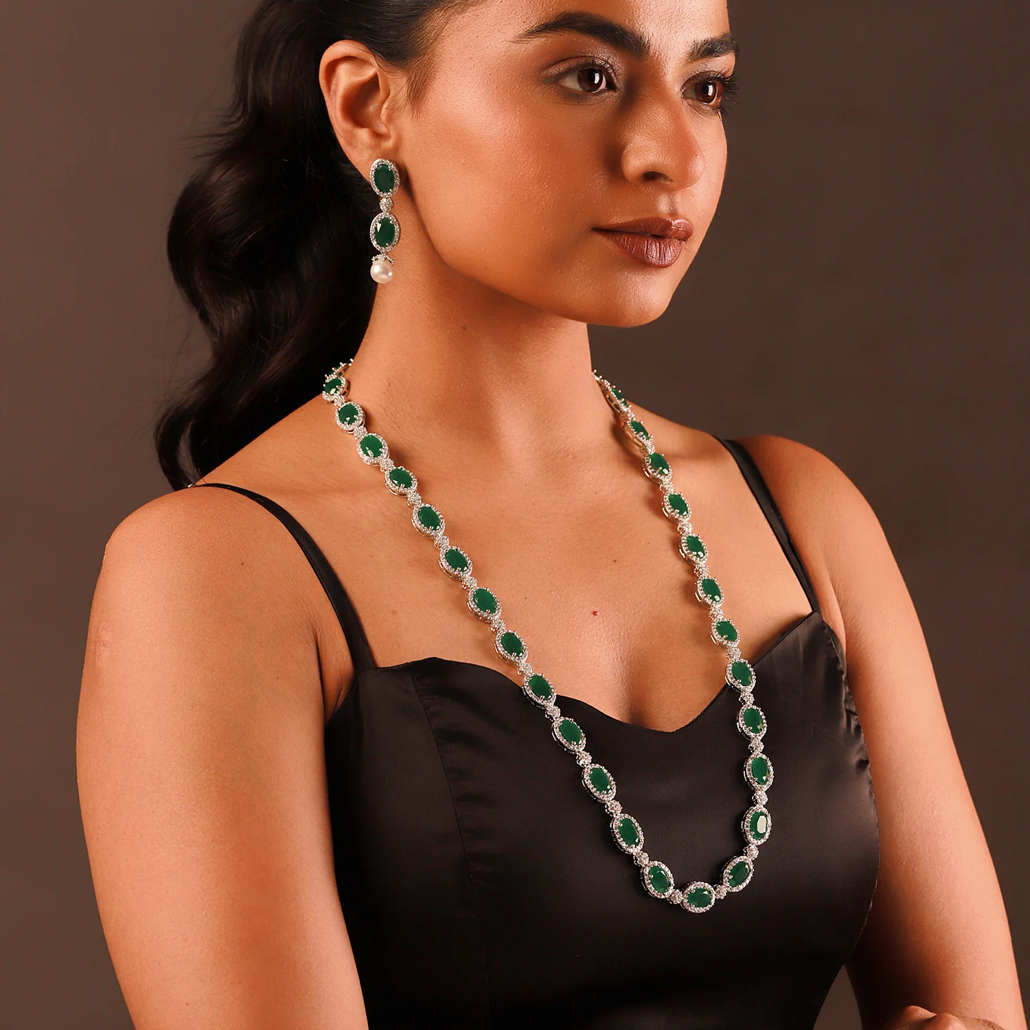 Sparkling Elegance Emerald Grace Cz Necklace Set - Image 2