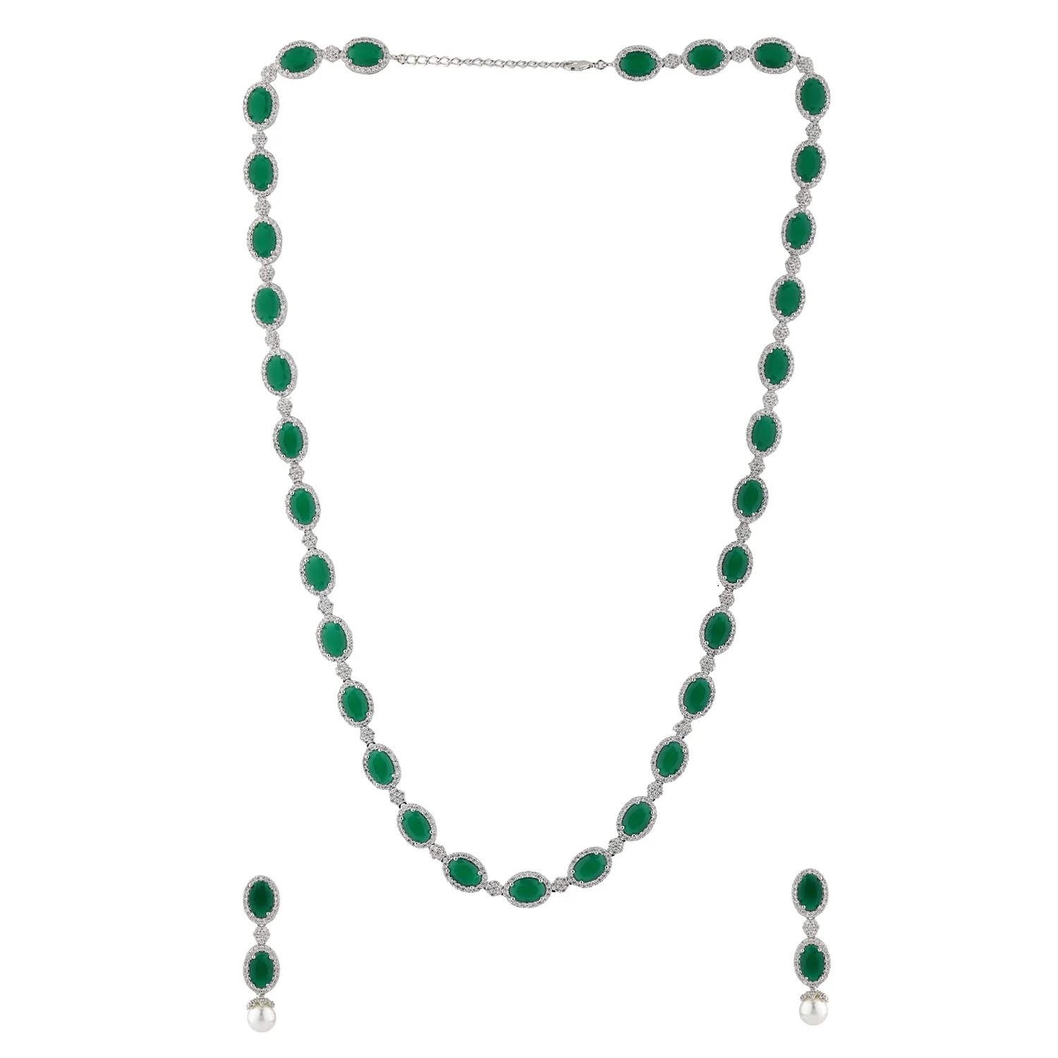 Sparkling Elegance Emerald Grace Cz Necklace Set - Image 6