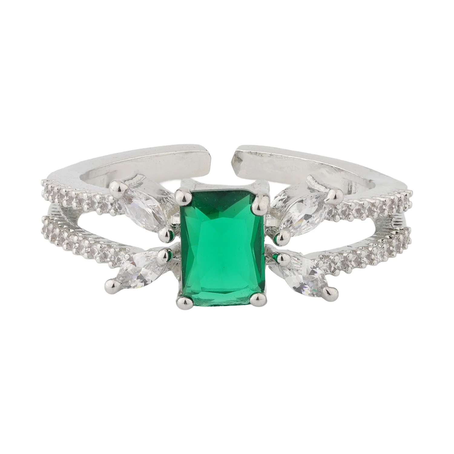 Sparkling Elegance Emerald Harmony Statement Ring - Image 4