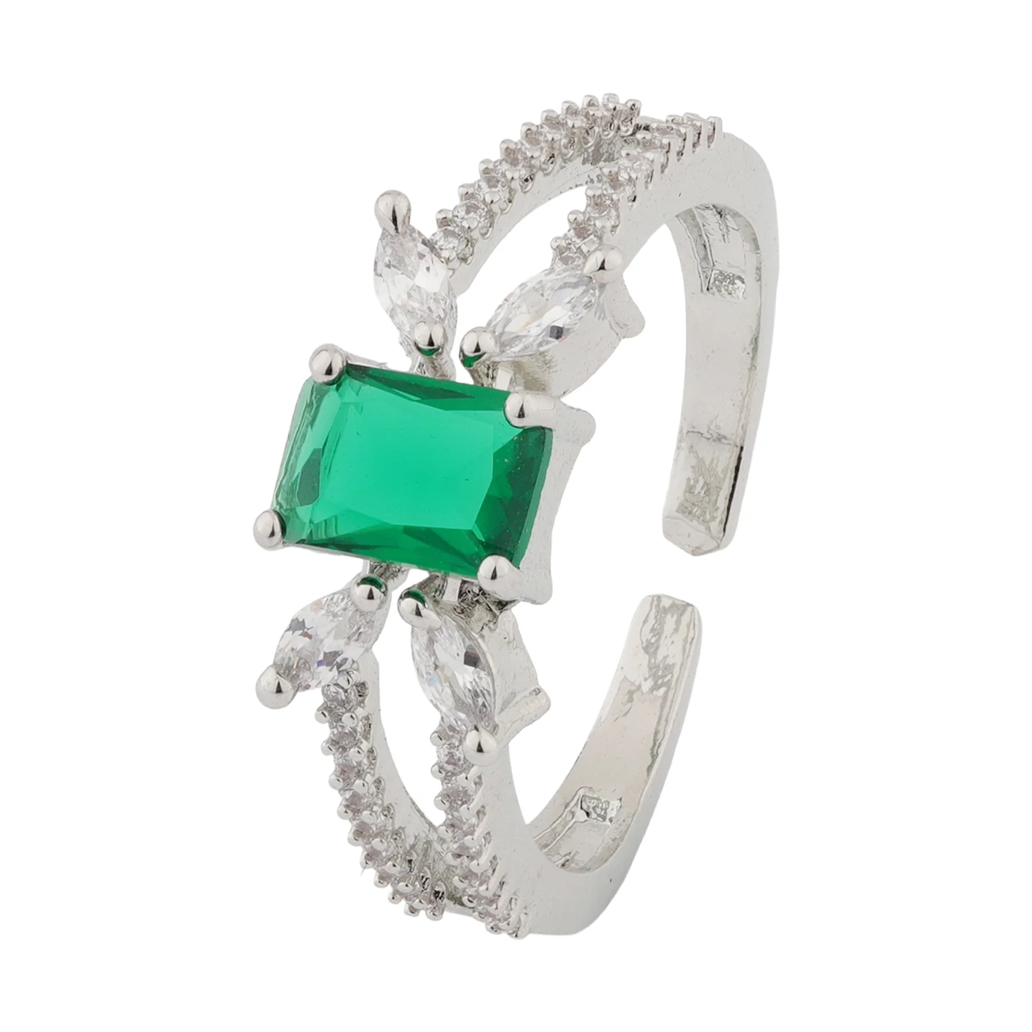 Sparkling Elegance Emerald Harmony Statement Ring - Image 5