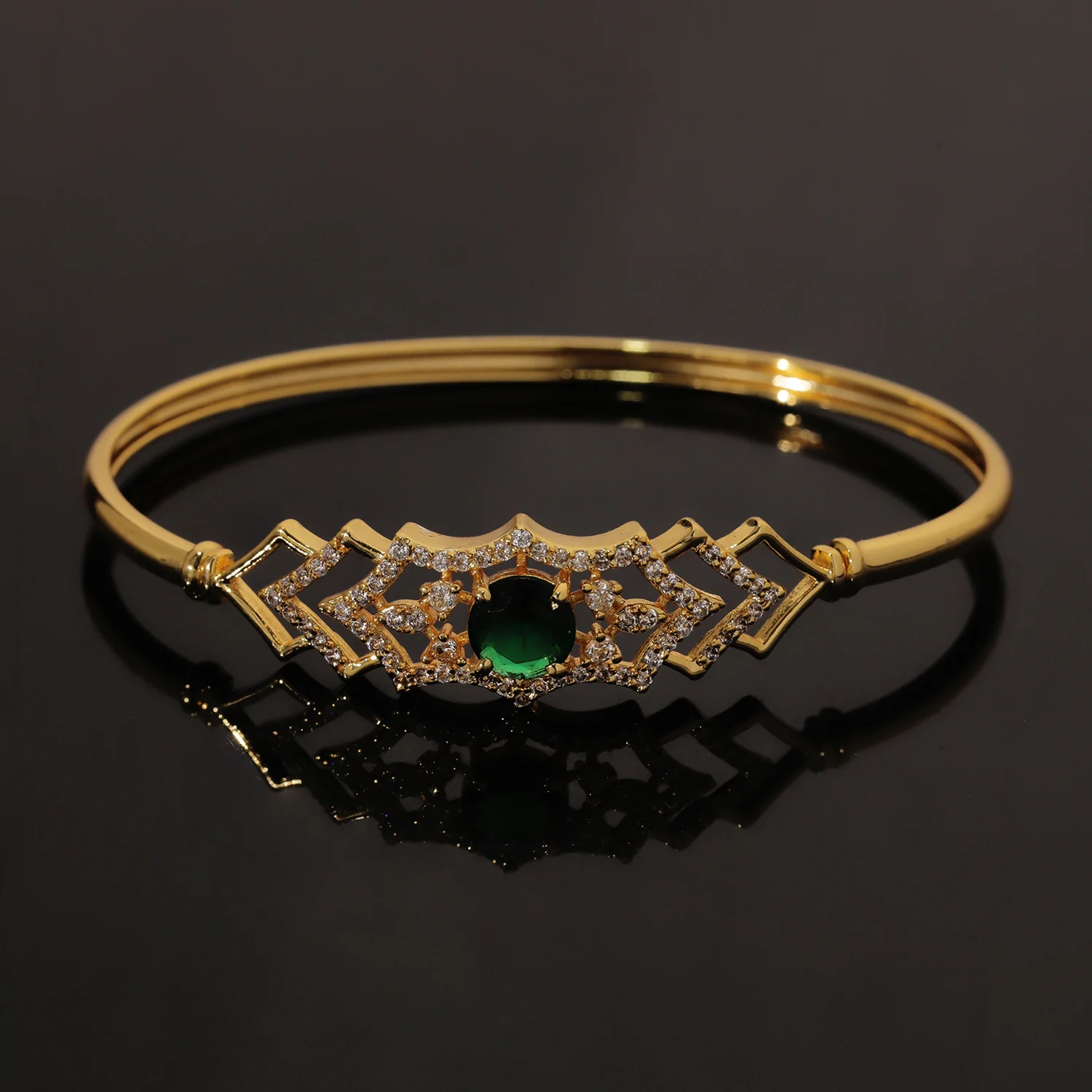 Sparkling Elegance Emerald Radiance Gold CZ Bracelet