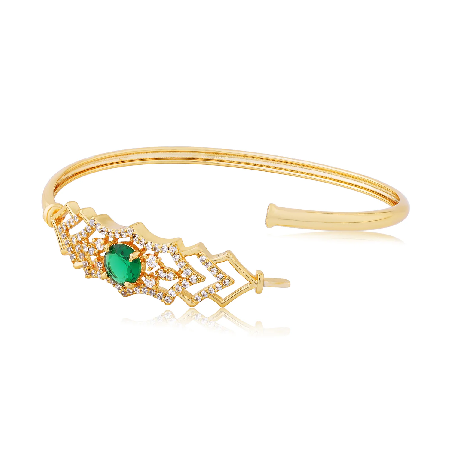 Sparkling Elegance Emerald Radiance Gold CZ Bracelet - Image 3