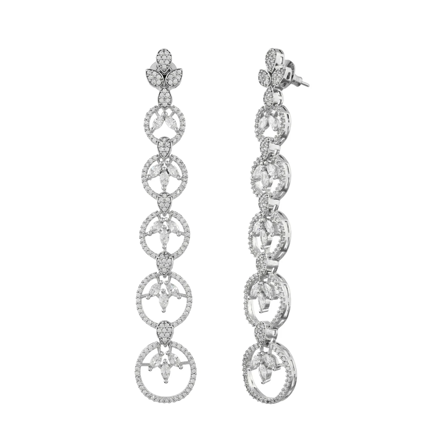 Sparkling Elegance Eternal Grace American Diamond Dangler Earrings - Image 3