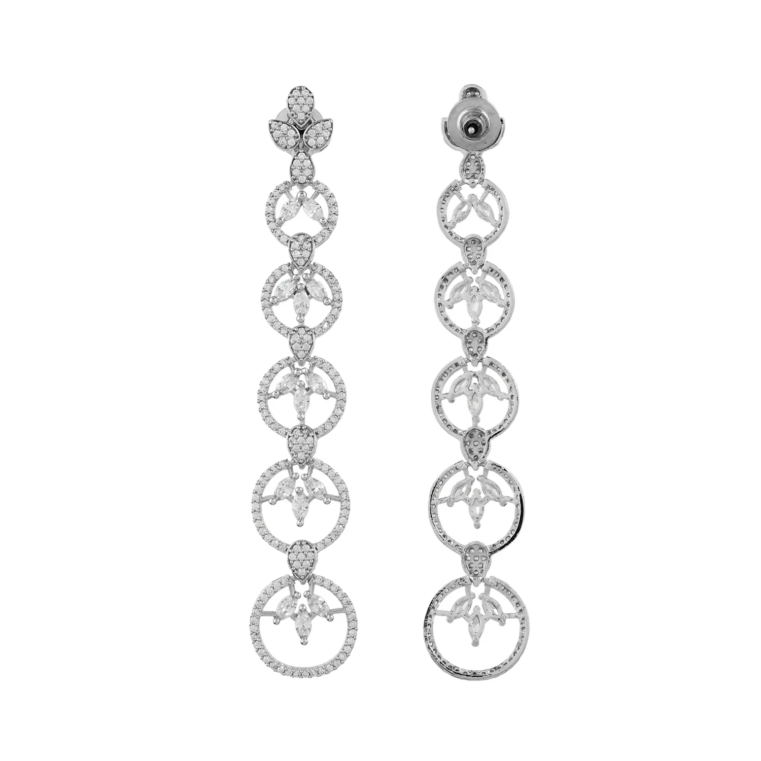 Sparkling Elegance Eternal Grace American Diamond Dangler Earrings - Image 5