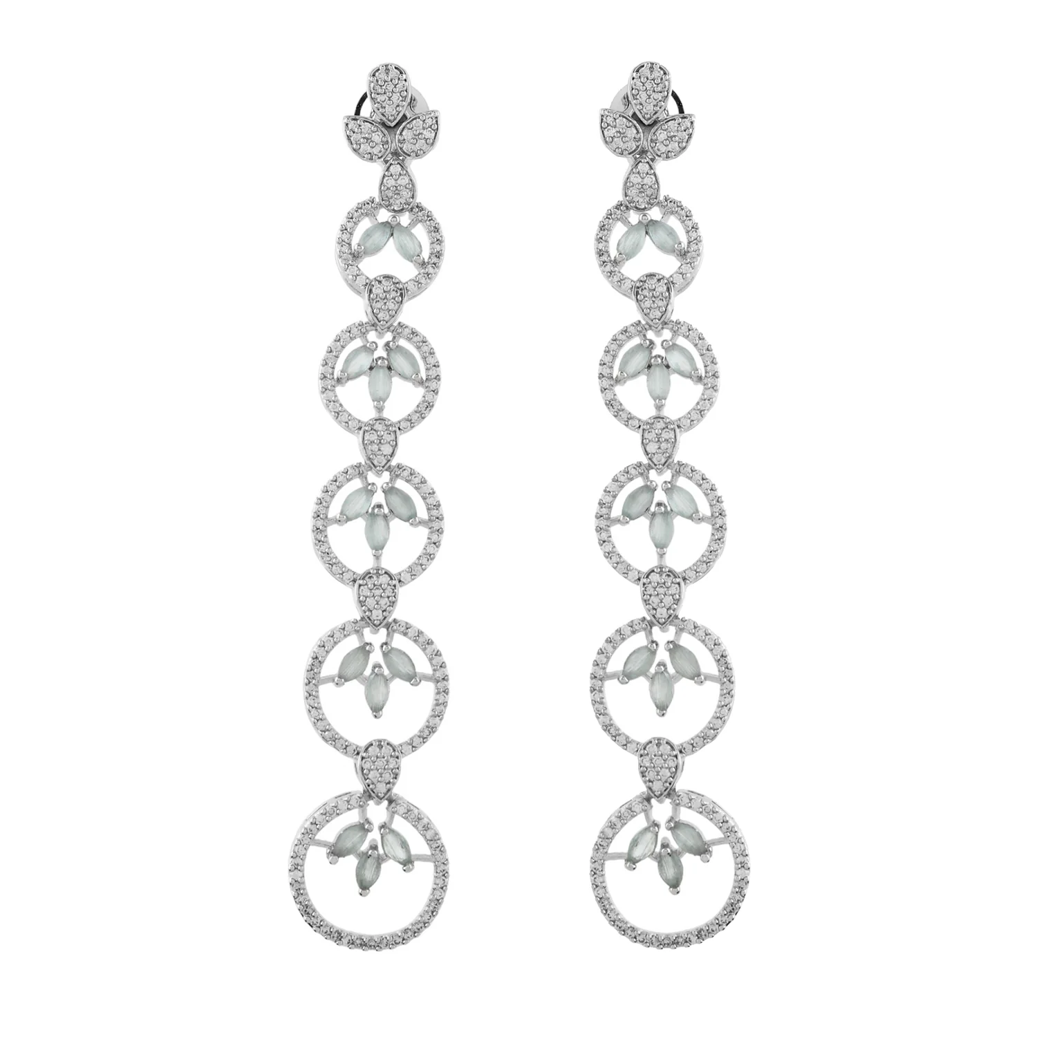 Sparkling Elegance Eternal Grace Green American Diamond Dangler Earrings - Image 4