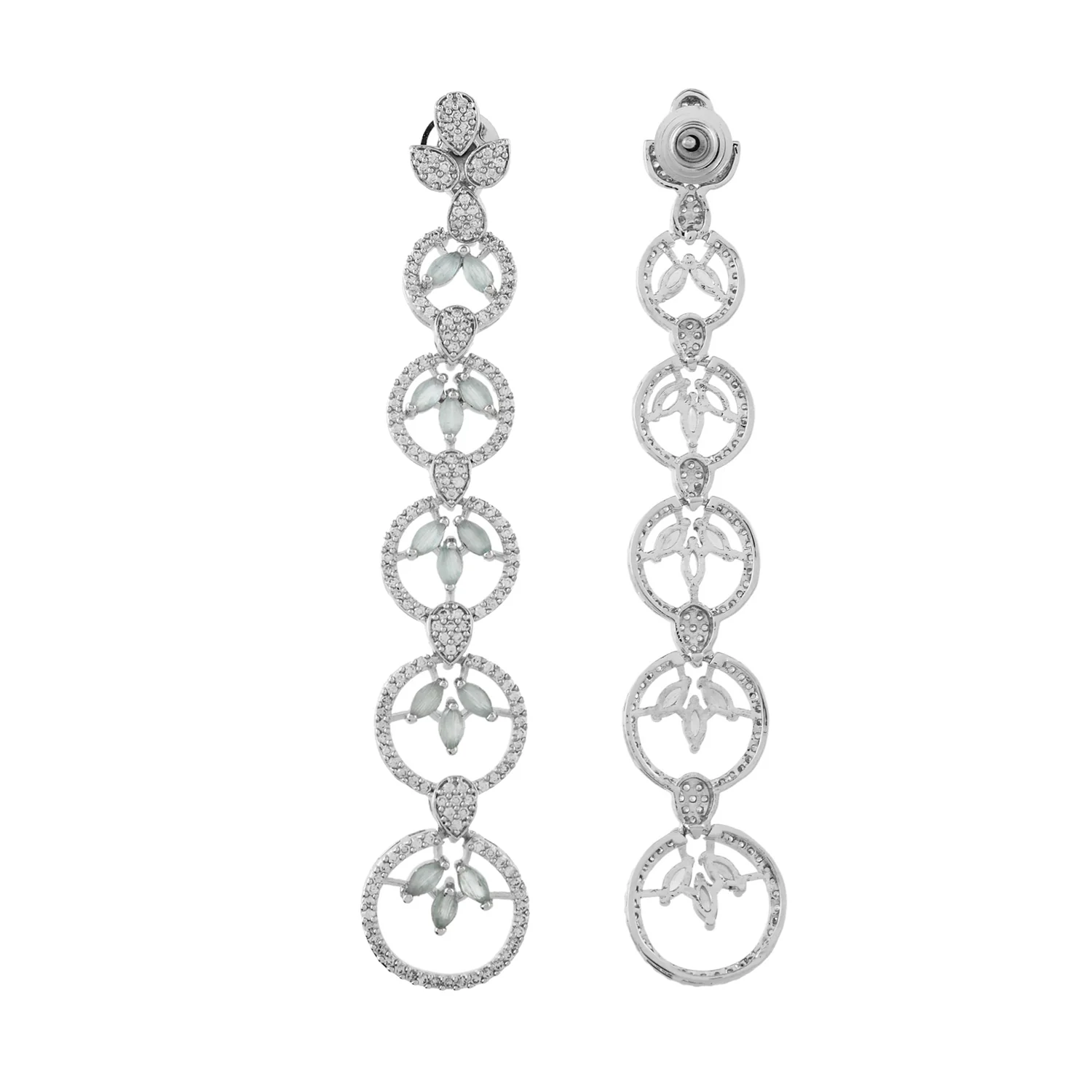 Sparkling Elegance Eternal Grace Green American Diamond Dangler Earrings - Image 5