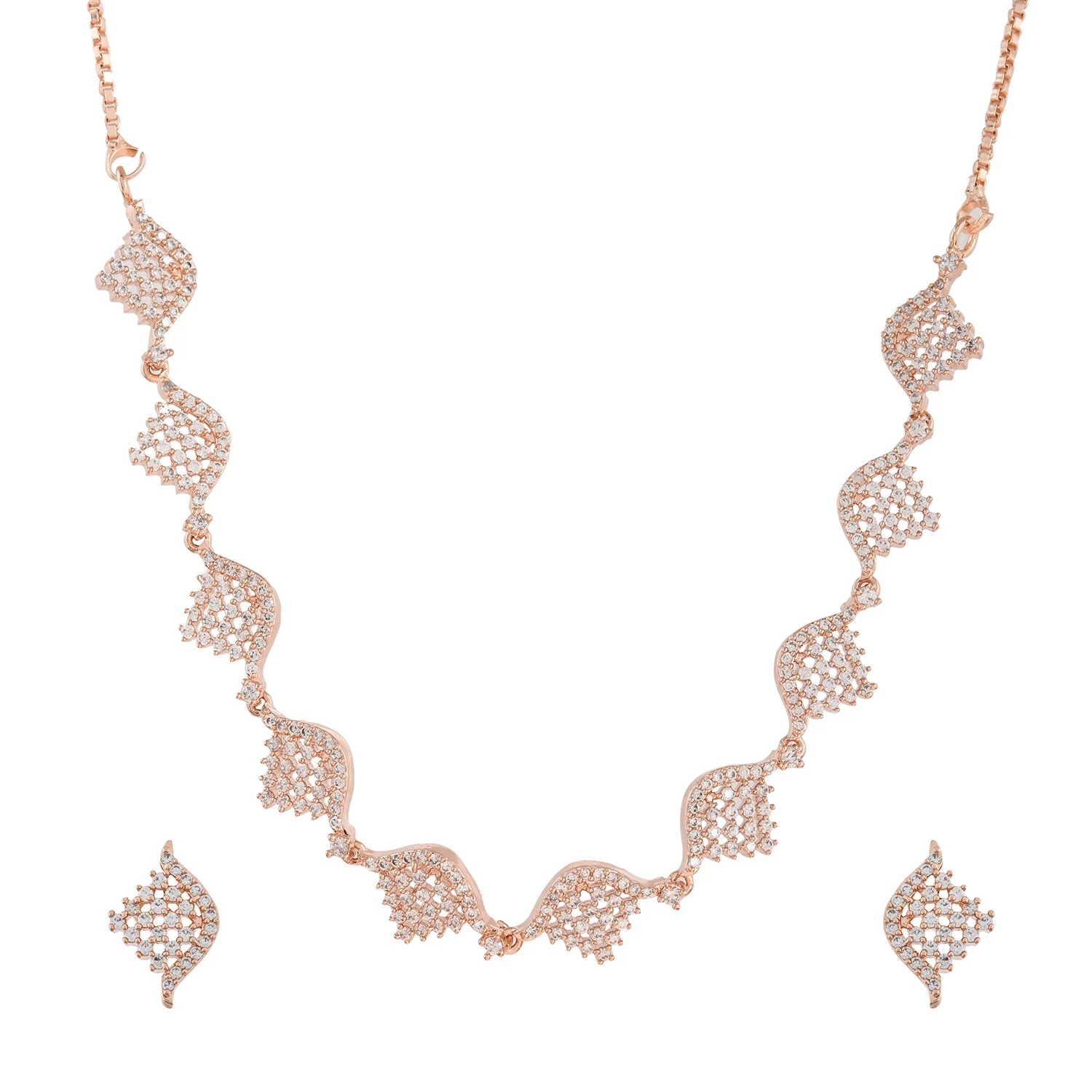 Sparkling Elegance Ethereal Beauty American Diamond Necklace Set - Image 2