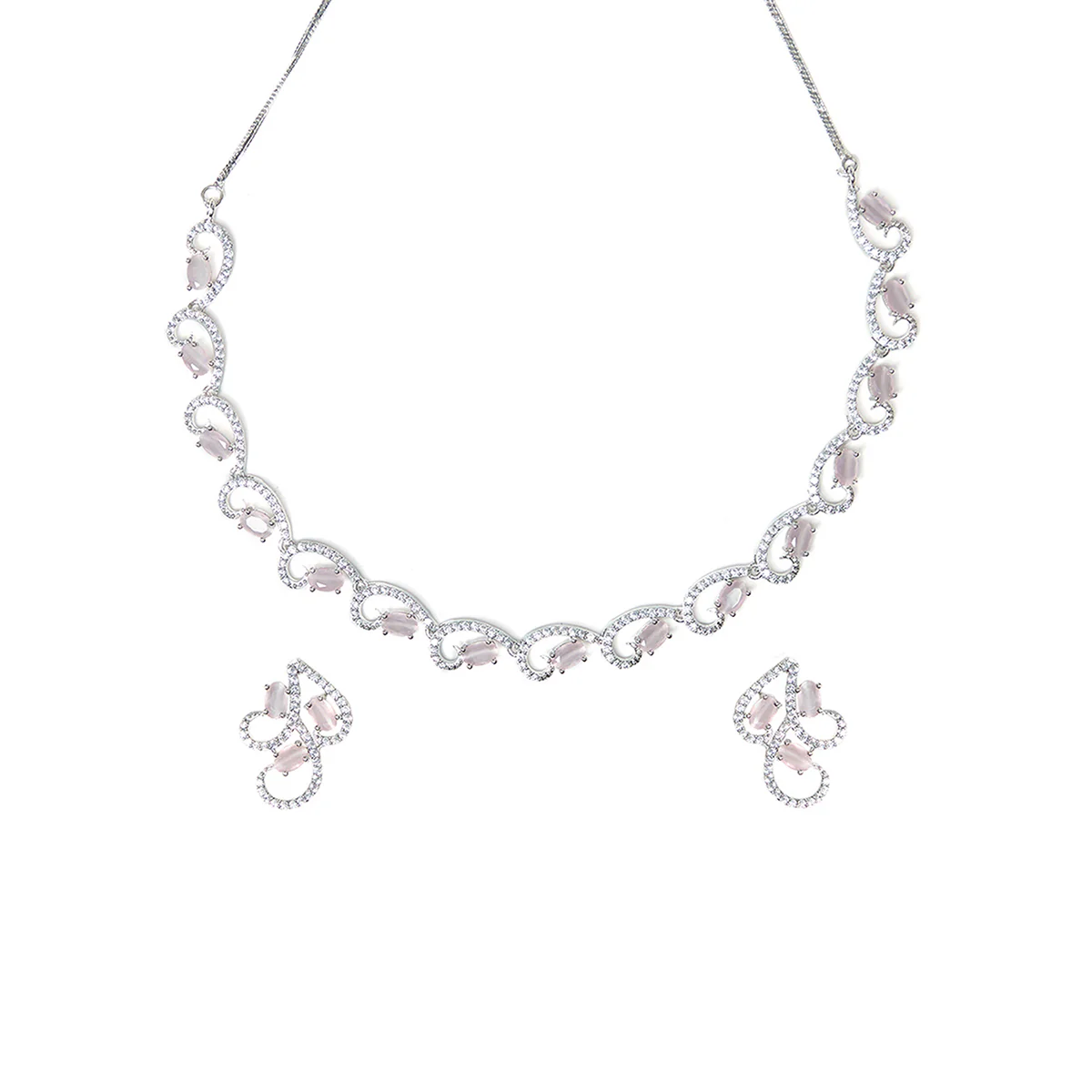 Sparkling Elegance Eye-Catching Necklace Set Studded With CZ Stones - Image 4