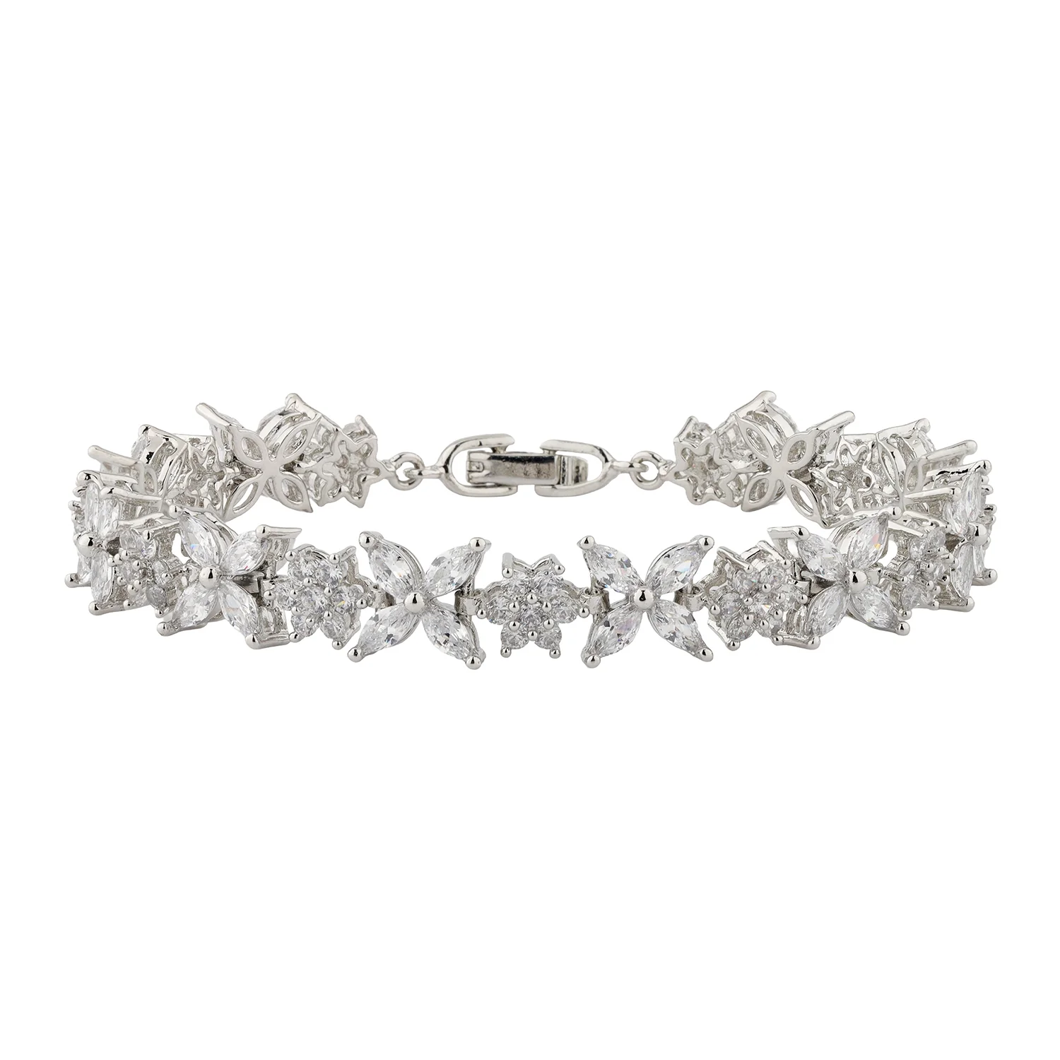 Sparkling Elegance Flora Bloom American Diamond Tennis Bracelet - Image 3