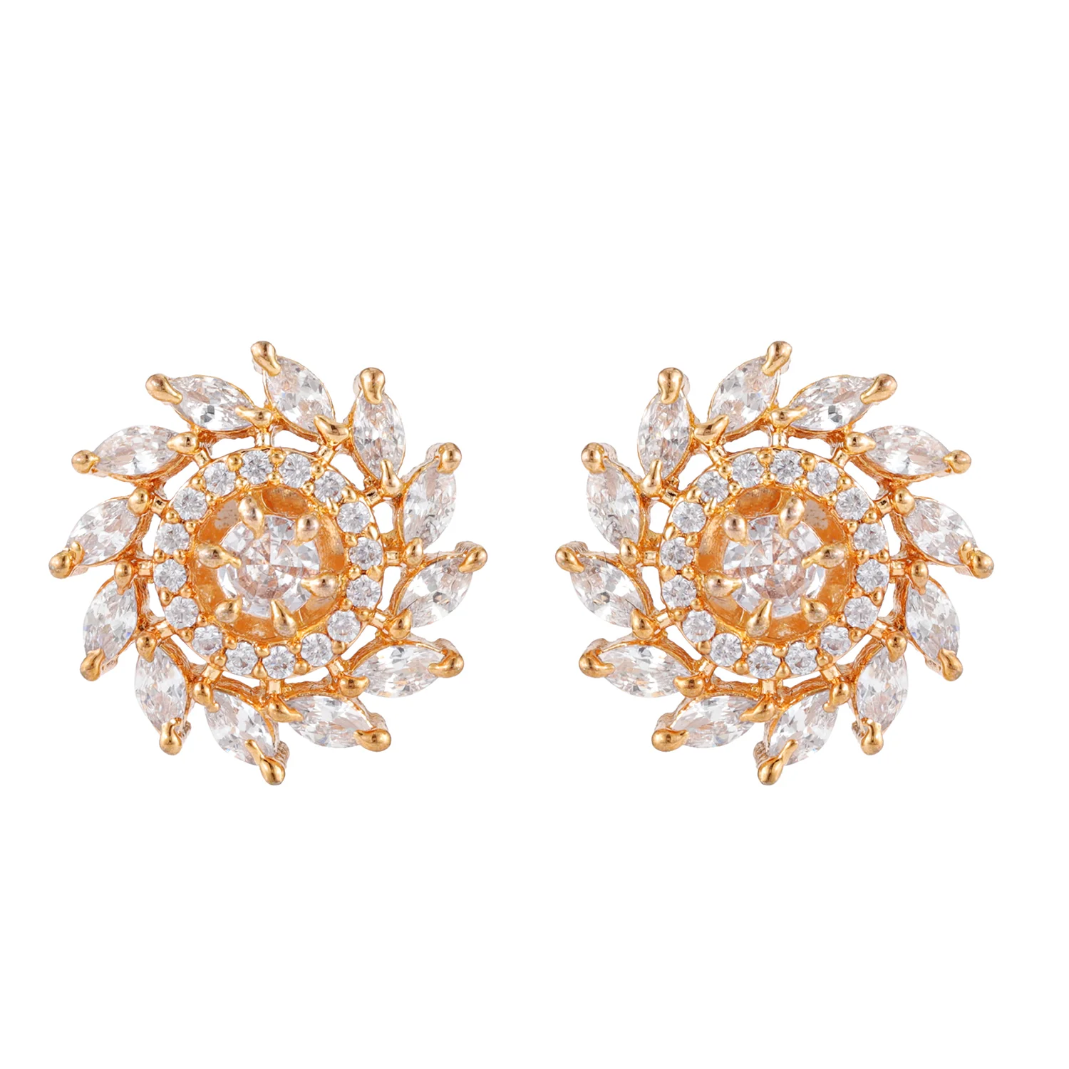 Sparkling Elegance Flora Spiral American Diamond Earrings - Image 4